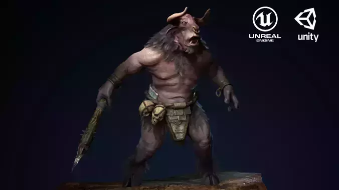 Minotaur Beast of Crete Low-poly 3D model