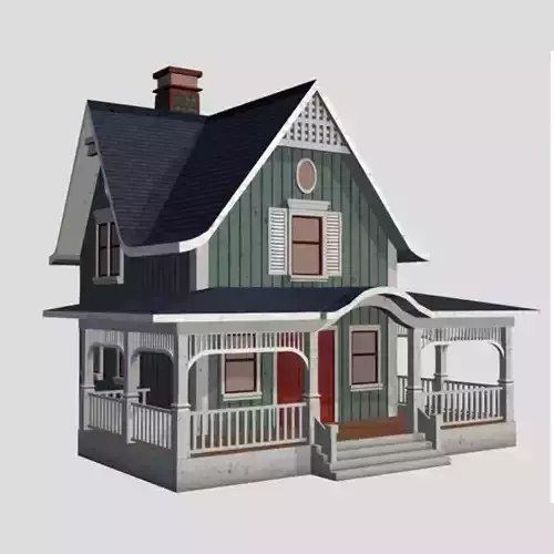American Style Cottage - Town House Model Low-poly 3D model