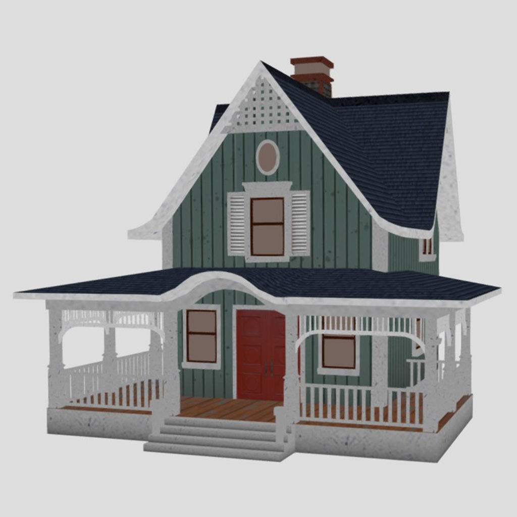 American Style Cottage - Town House Model Low-poly 3D model_8