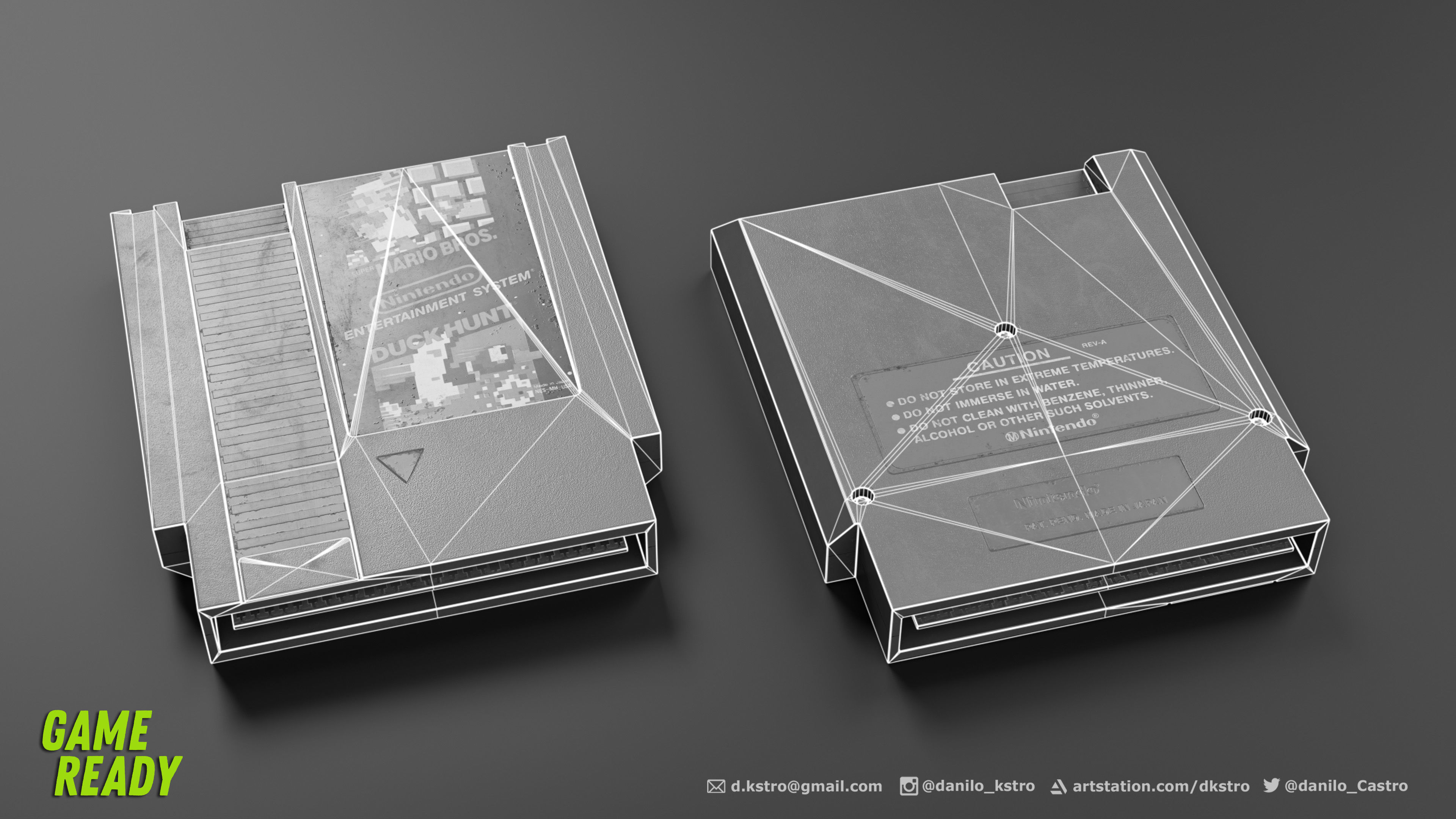 NES Console Cartridge - Lowpoly - 4k Textures Low-poly 3D model_4