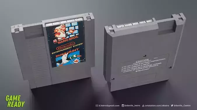 NES Console Cartridge - Lowpoly - 4k Textures Low-poly 3D model