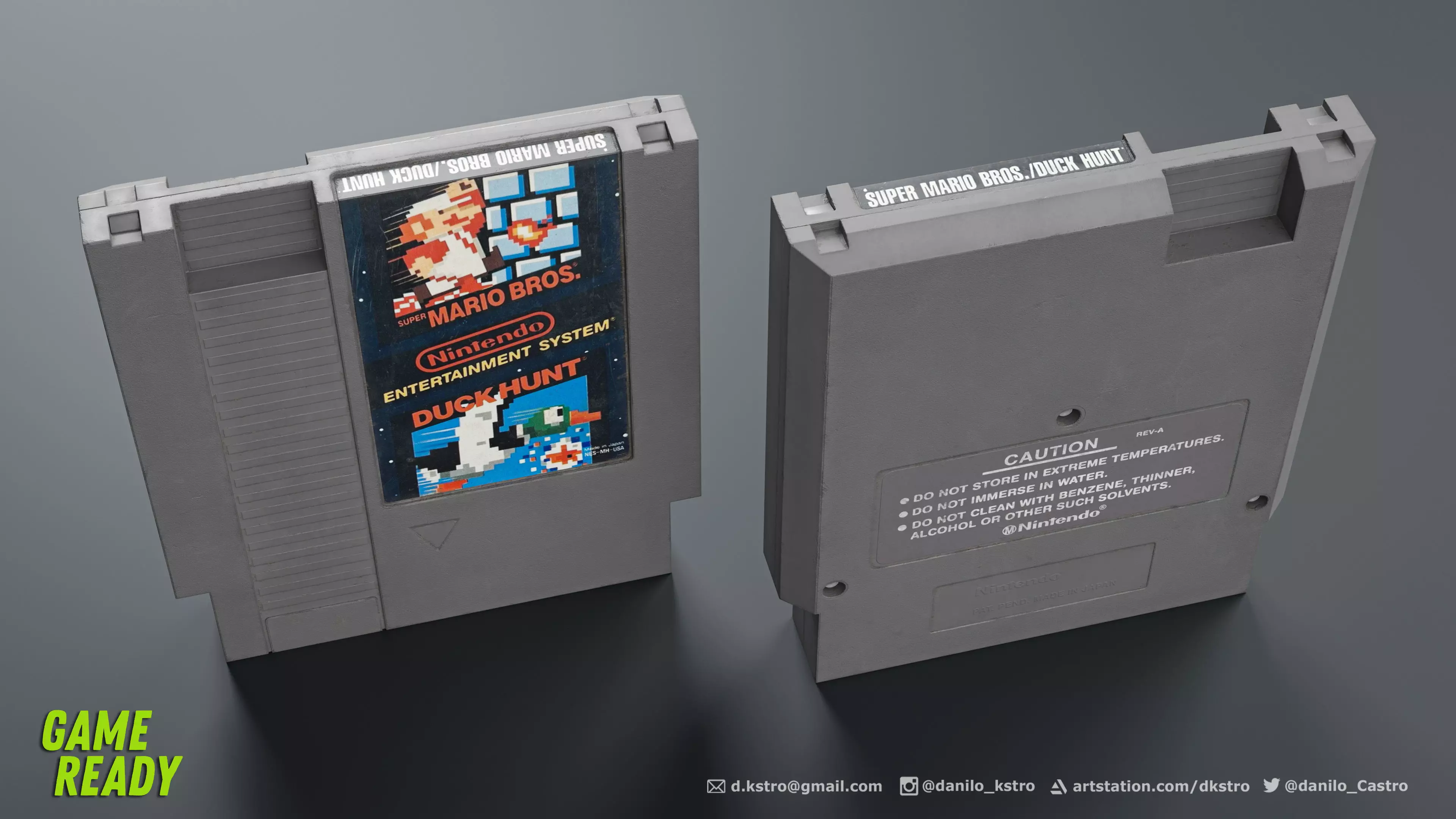 NES Console Cartridge - Lowpoly - 4k Textures Low-poly 3D model_0