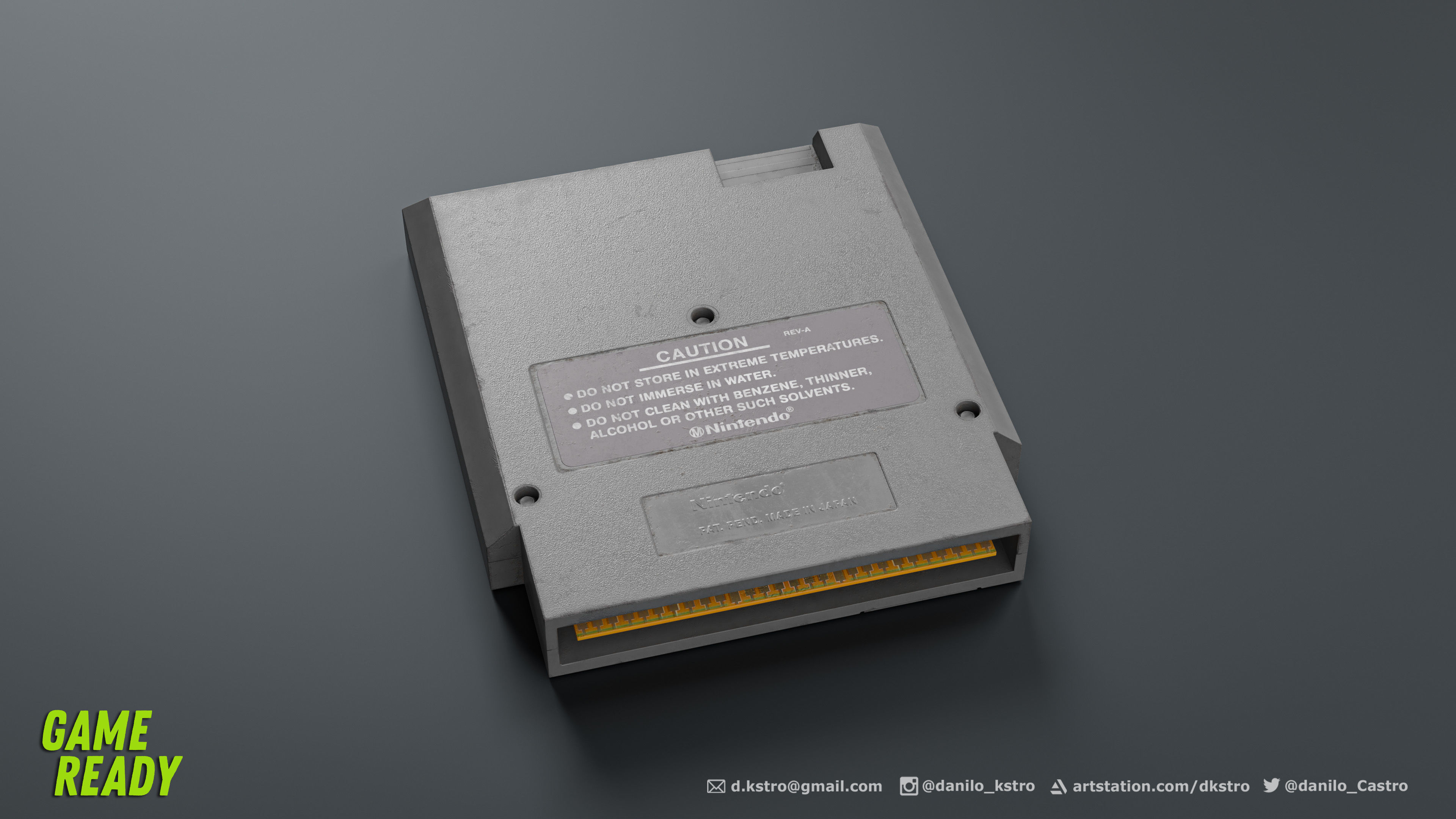 NES Console Cartridge - Lowpoly - 4k Textures Low-poly 3D model_2
