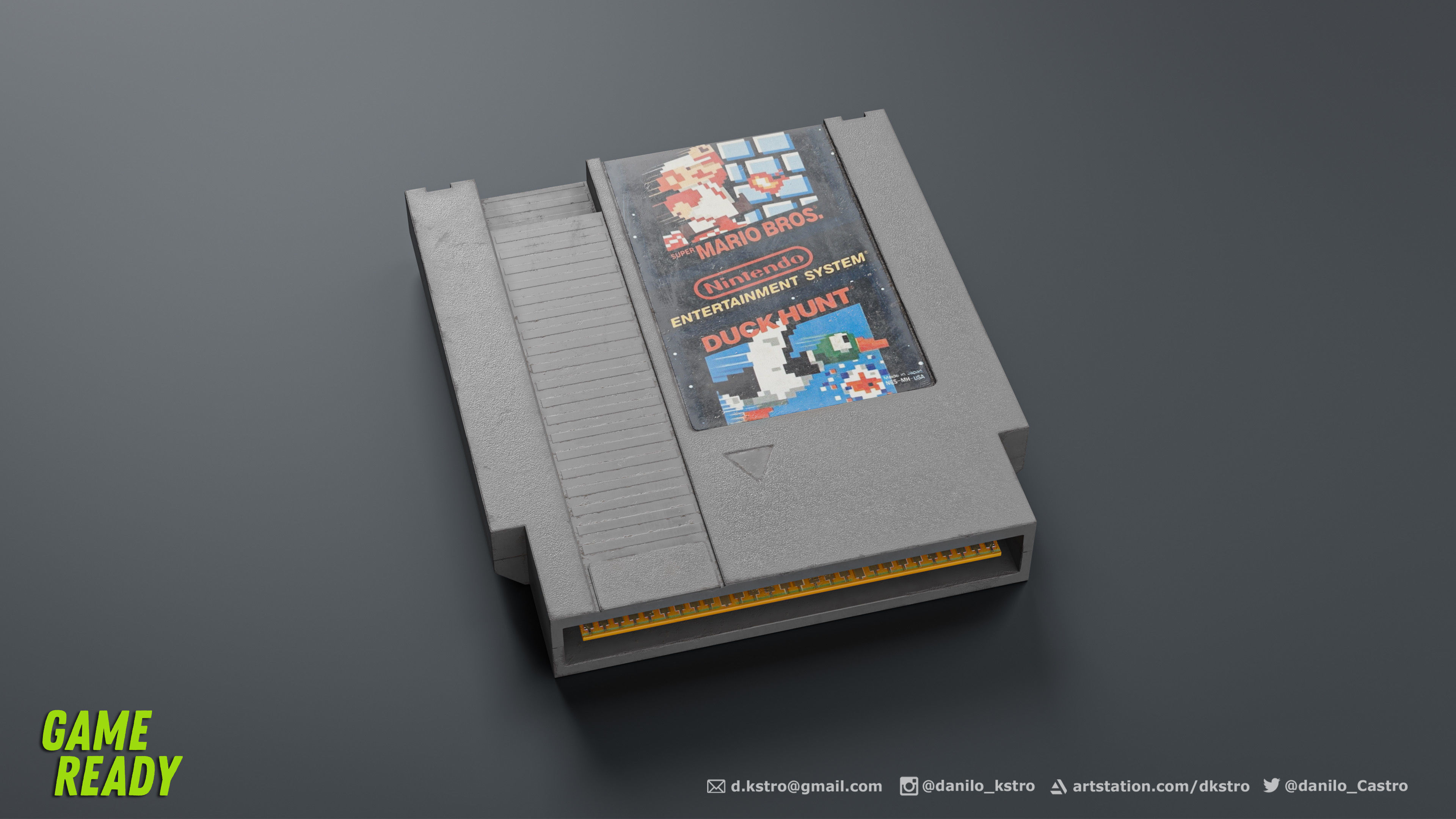 NES Console Cartridge - Lowpoly - 4k Textures Low-poly 3D model_1