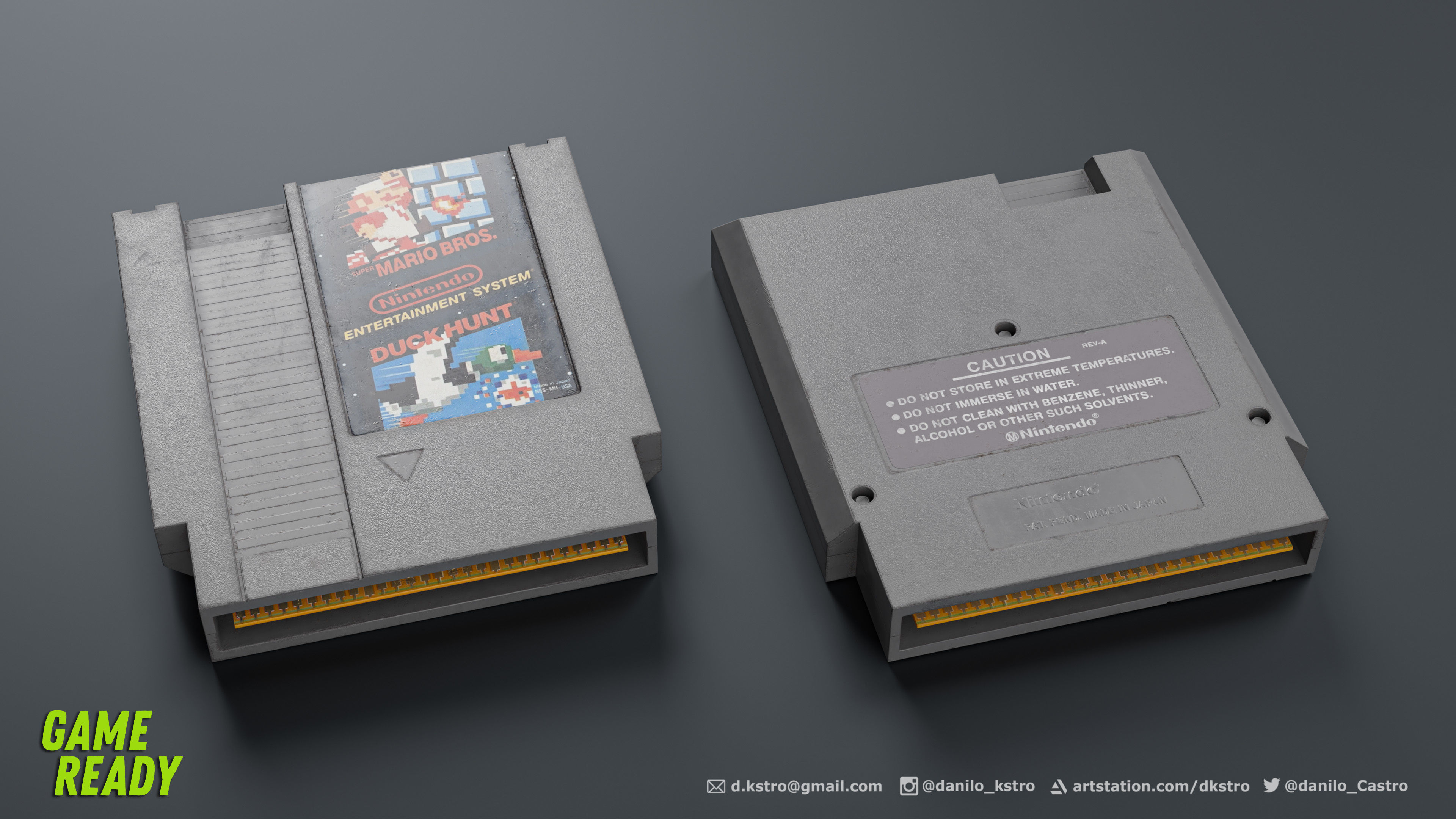 NES Console Cartridge - Lowpoly - 4k Textures Low-poly 3D model_3