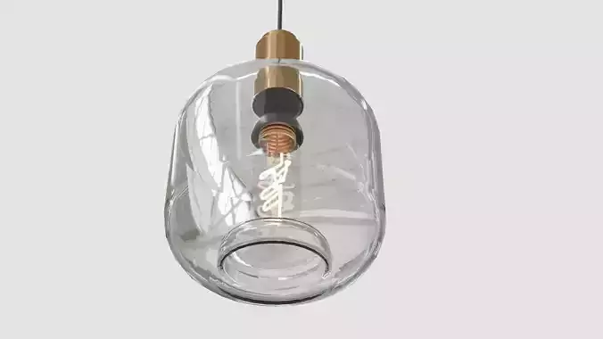 Natural Solid Brass Smoked Glass Pendant