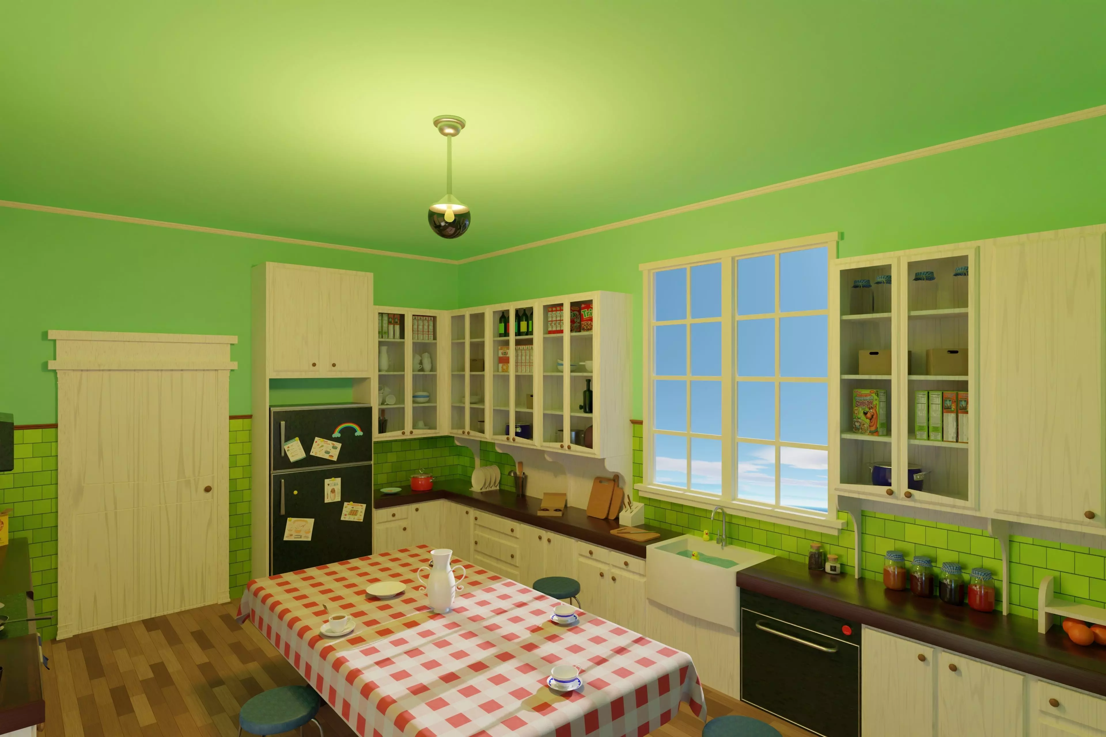 Cartoon kitchen Low-poly 3D model