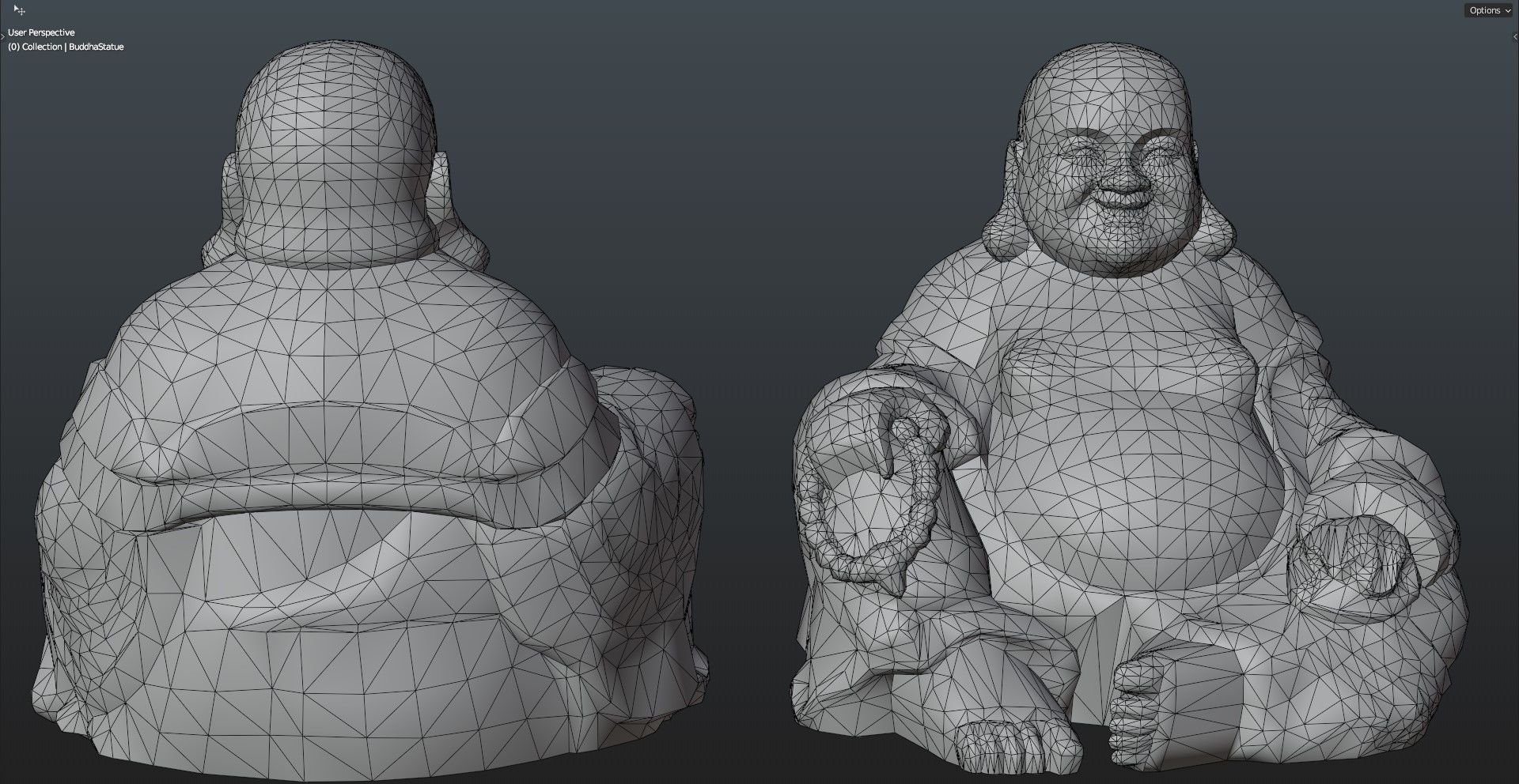 Buddha Budai Statue set of 5 gold stone ivory lavastone clay  Low-poly 3D model_23