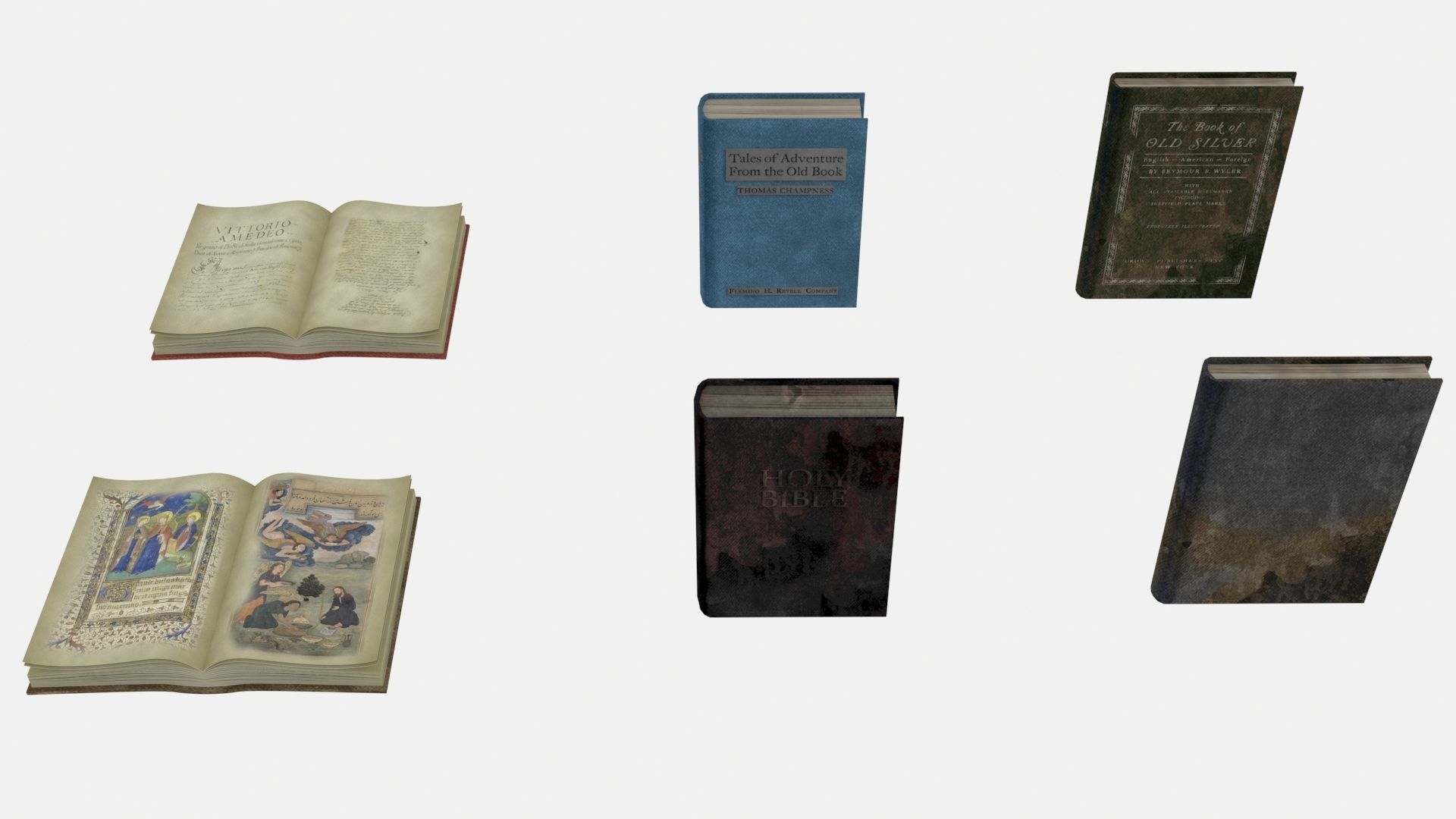 Old Ancient Books 3D model_2