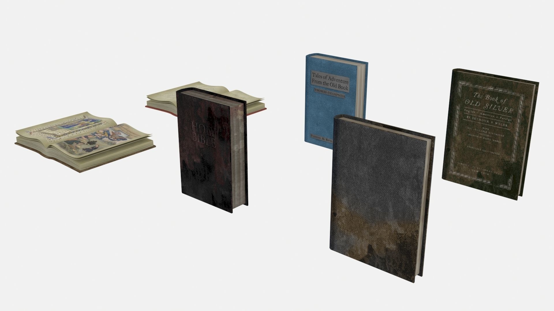 Old Ancient Books 3D model_1