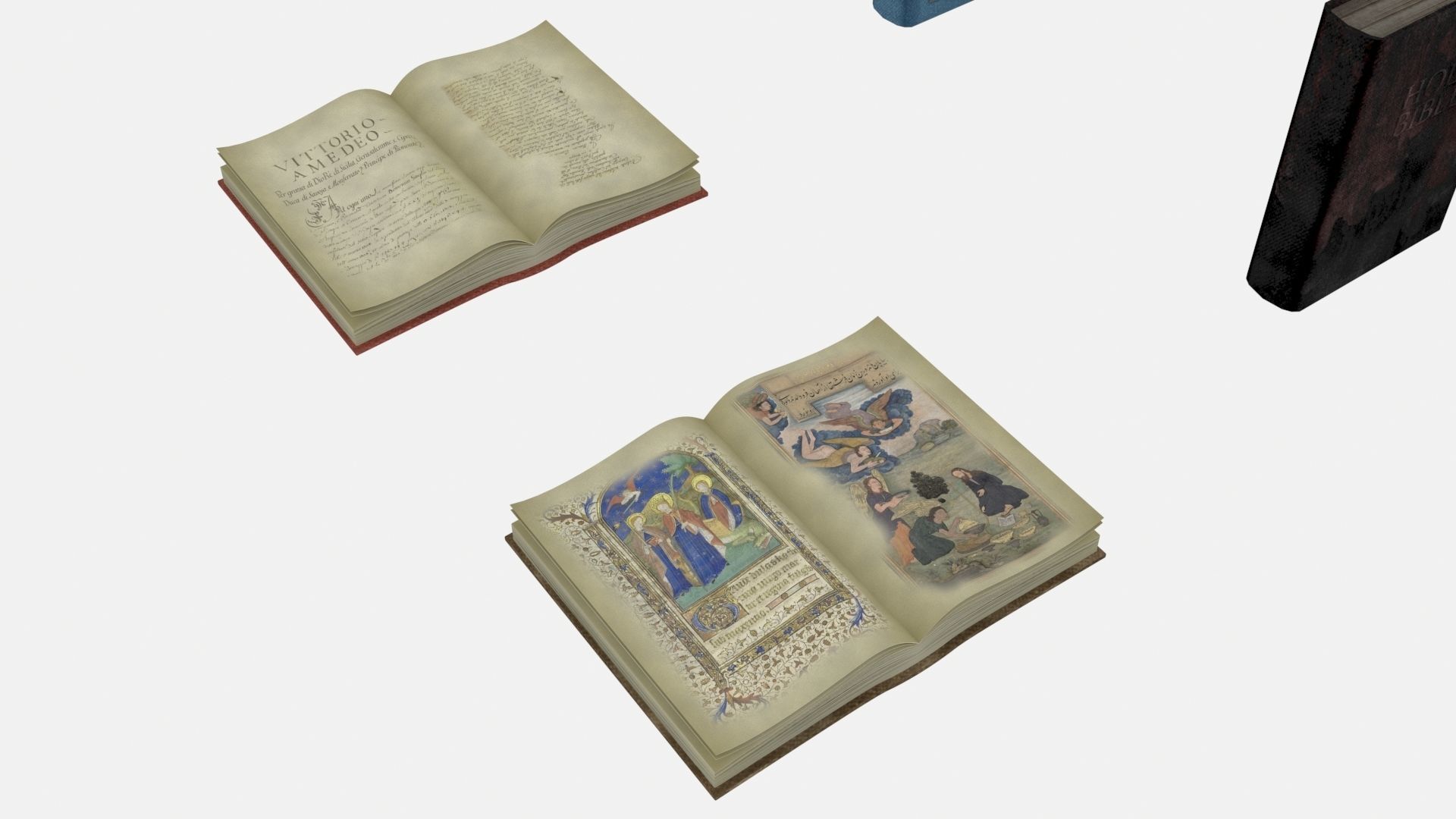 Old Ancient Books 3D model_3