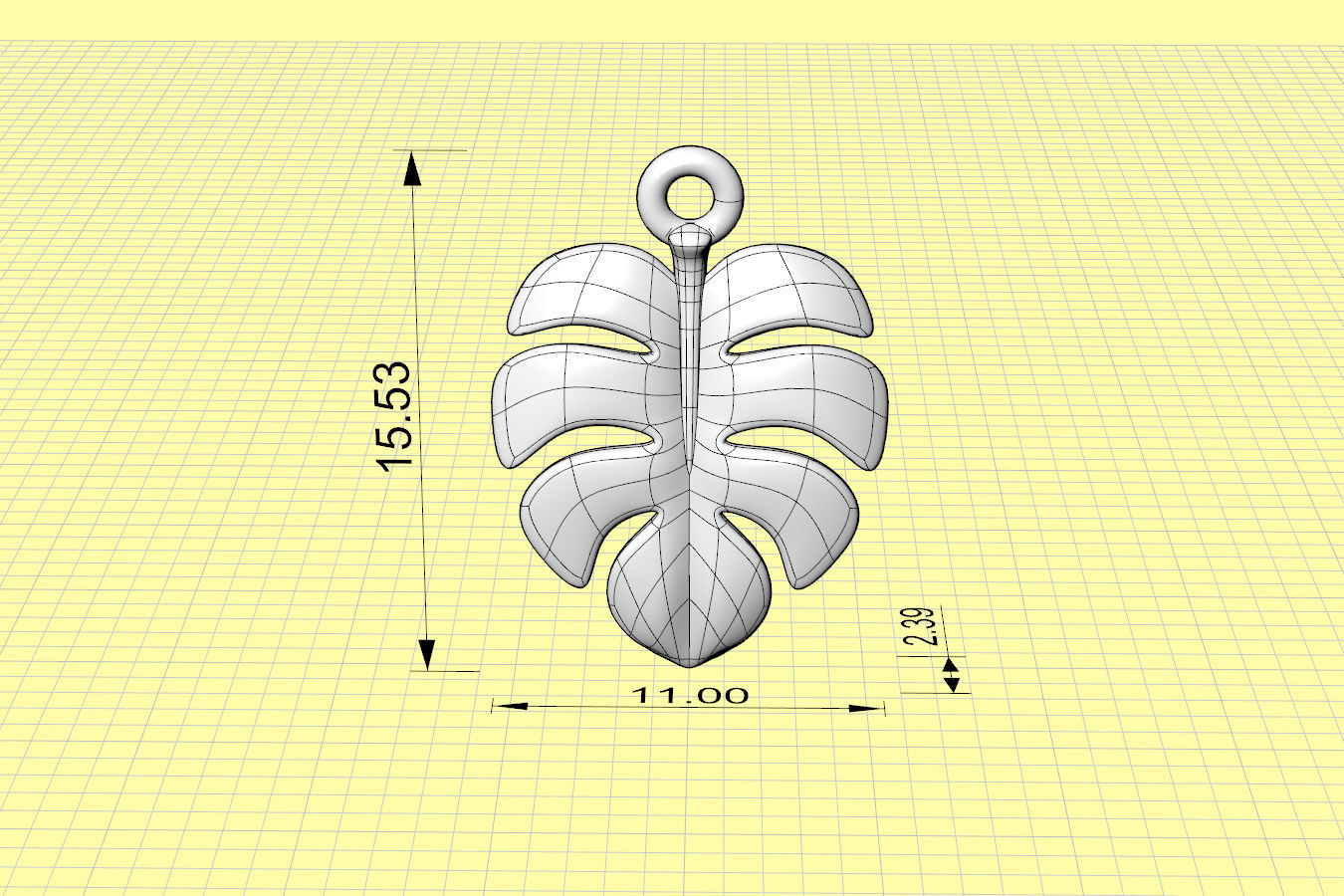 Leaf Charm Set - Monstera Leaf Charm for Ring Earrings Bracelet 3D print model_15