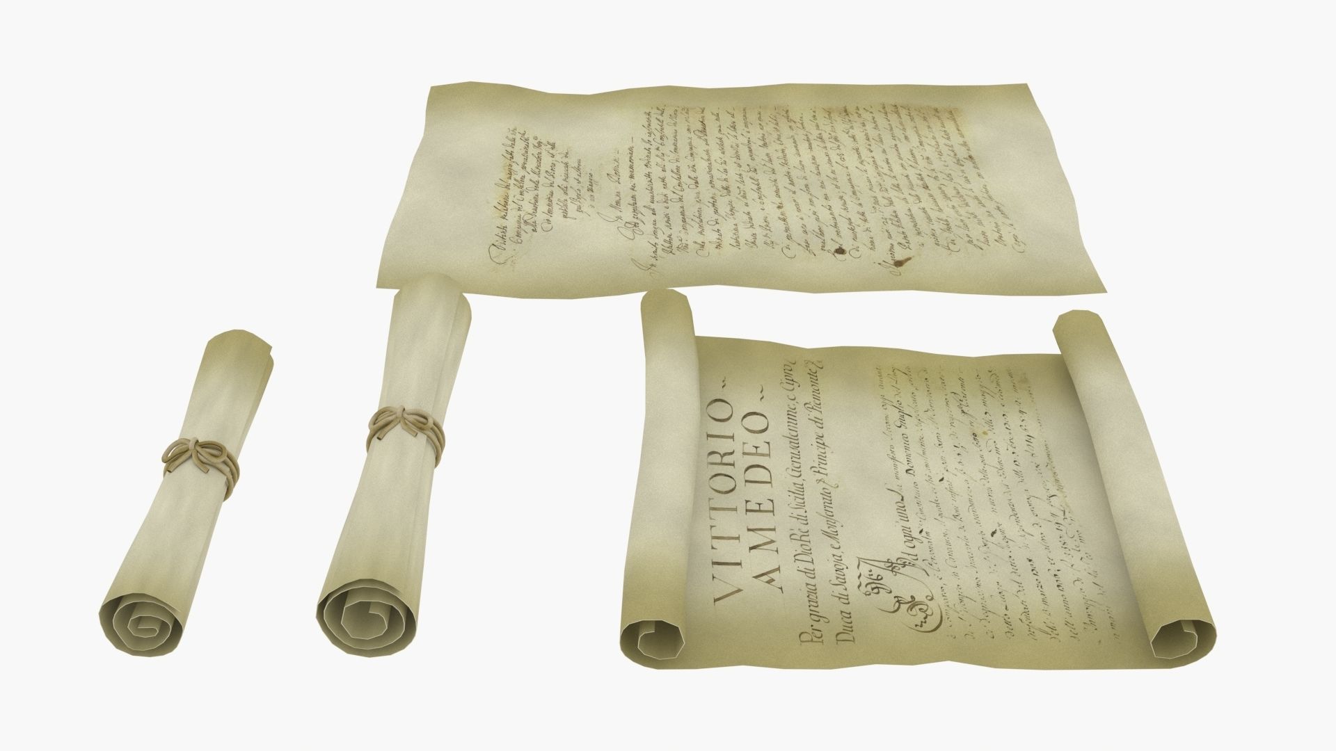 Ancient Old Paper Scroll 3D model_1