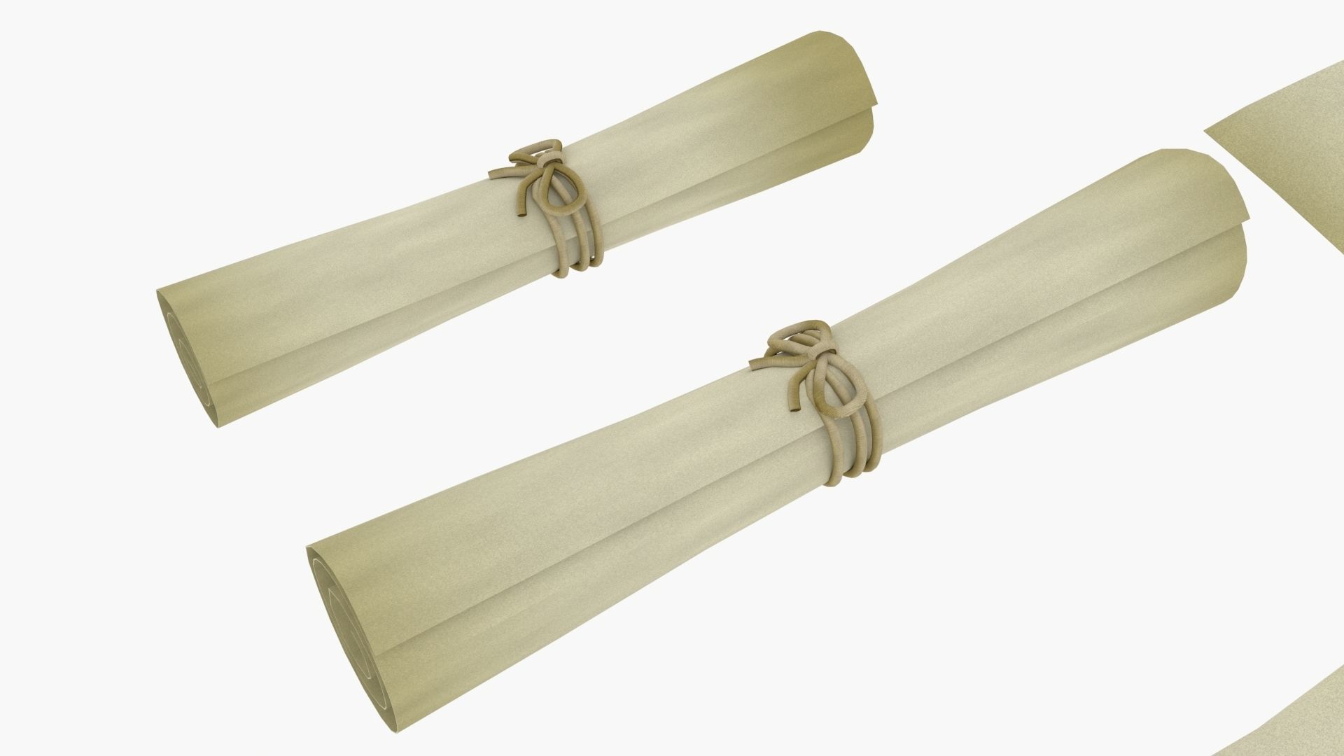 Ancient Old Paper Scroll 3D model_5