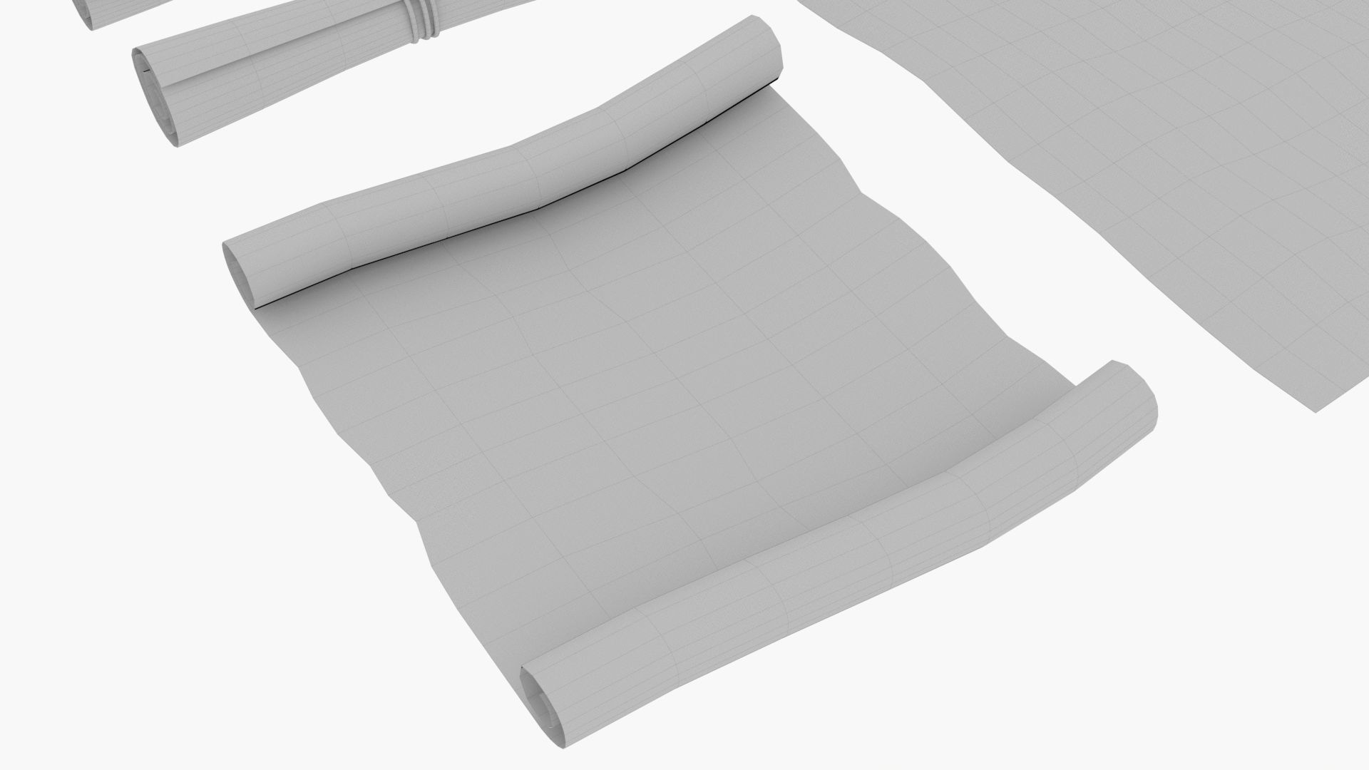 Ancient Old Paper Scroll 3D model_15