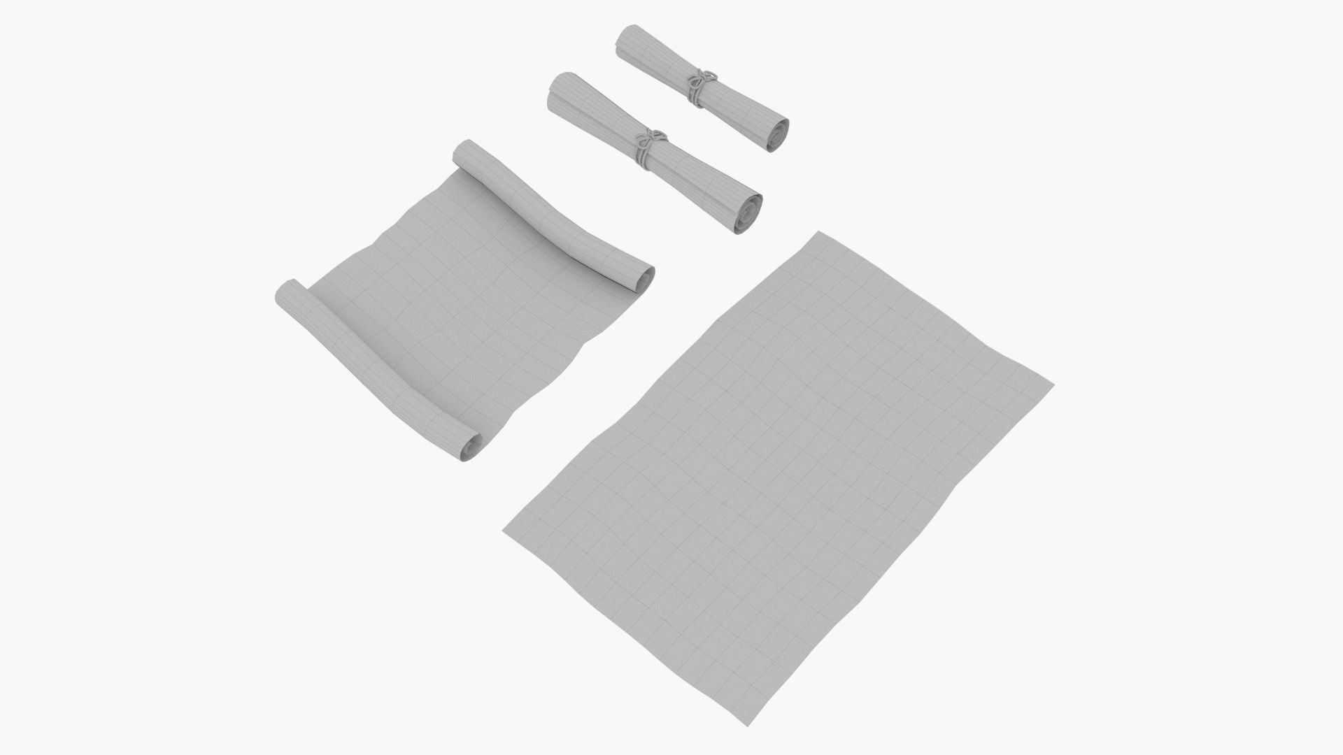 Ancient Old Paper Scroll 3D model_8