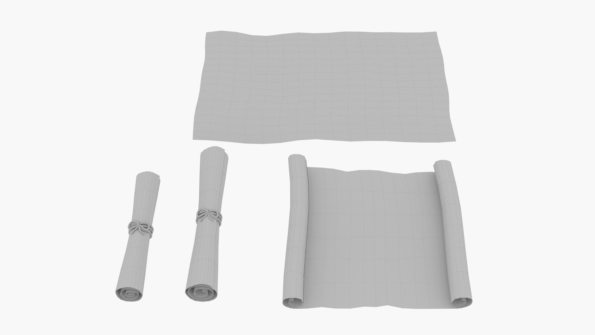 Ancient Old Paper Scroll 3D model_11