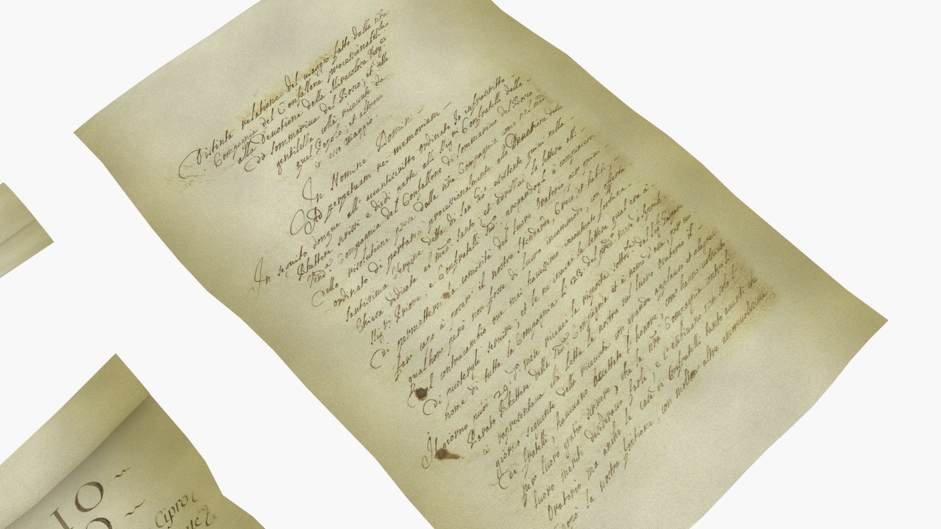 Ancient Old Paper Scroll 3D model_6