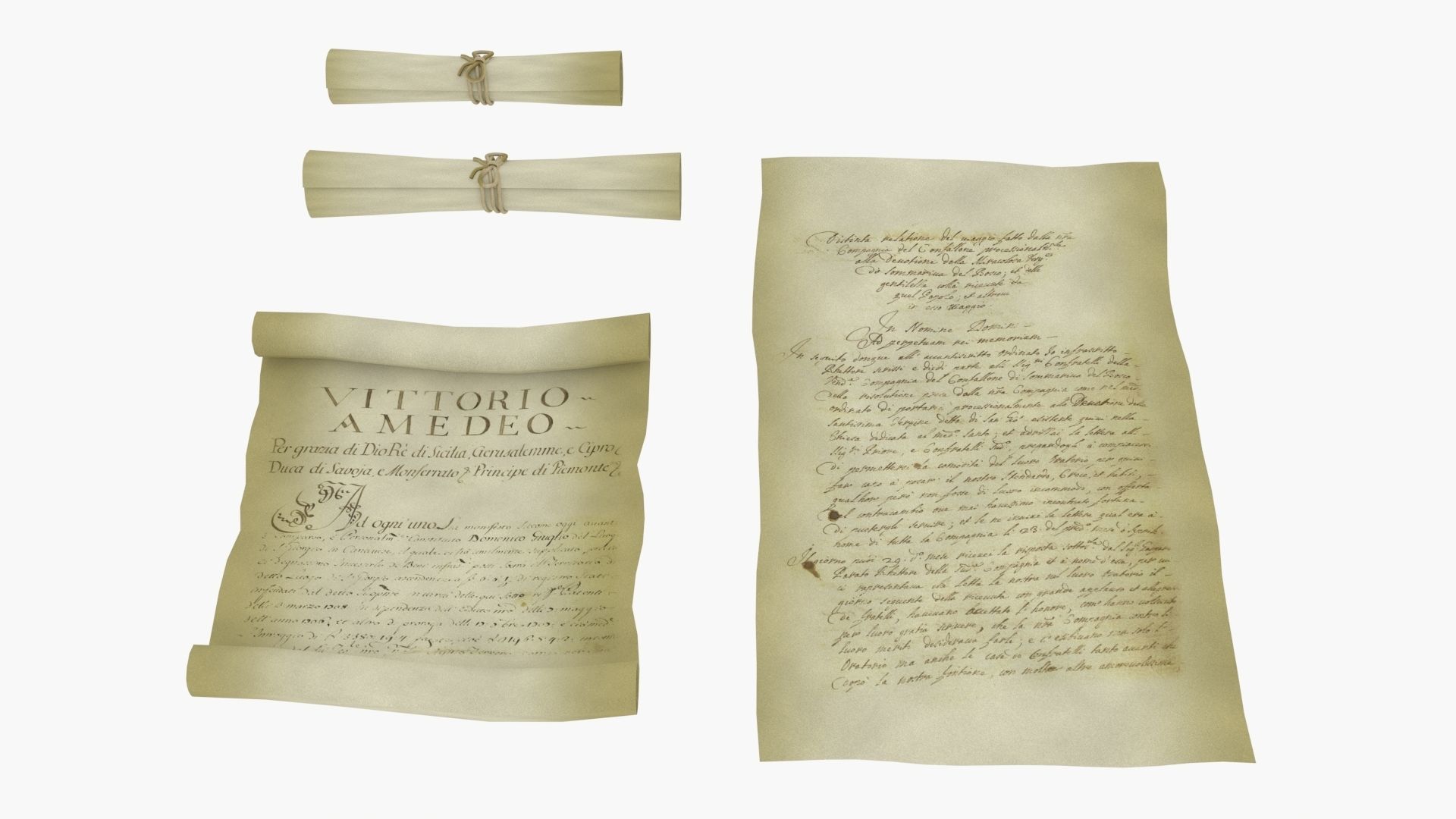 Ancient Old Paper Scroll 3D model_4