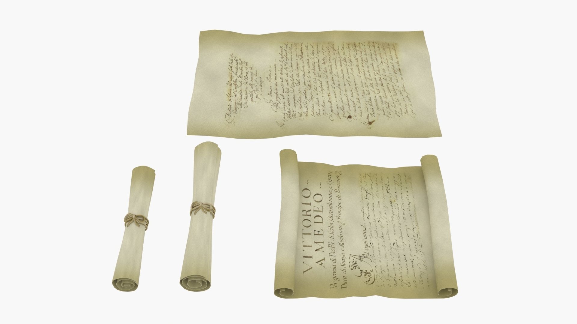 Ancient Old Paper Scroll 3D model_3