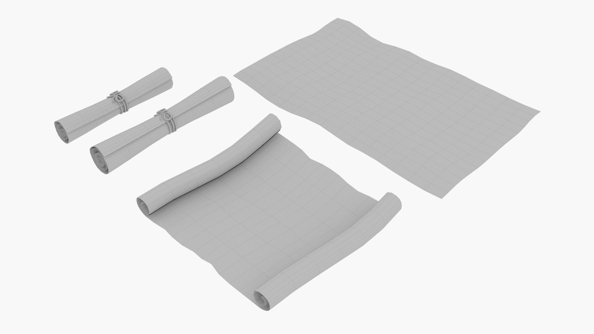 Ancient Old Paper Scroll 3D model_10