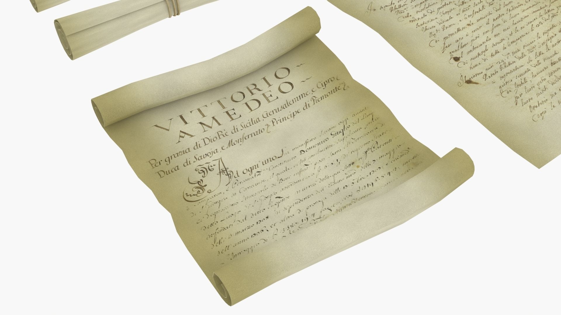 Ancient Old Paper Scroll 3D model_7