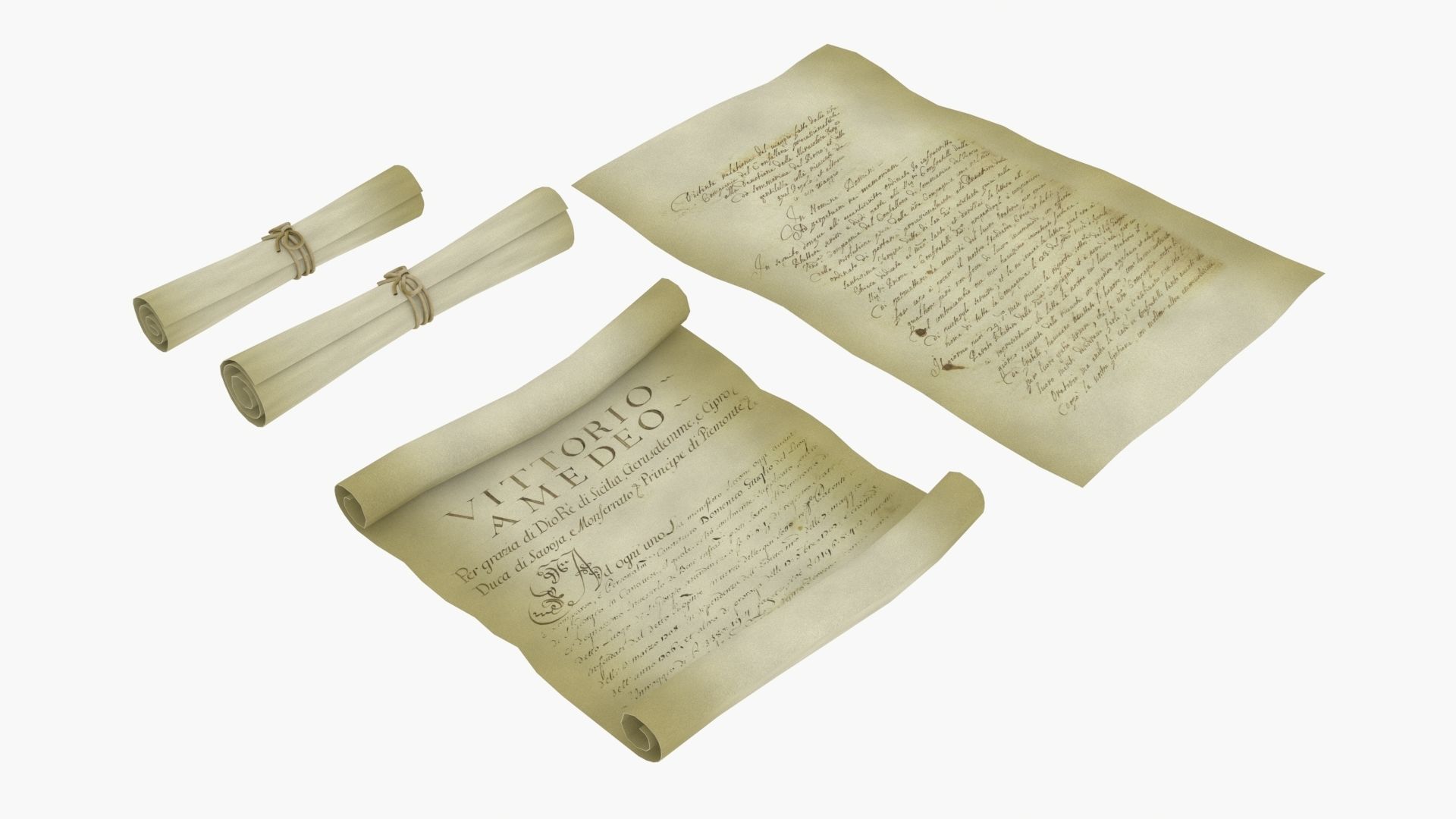 Ancient Old Paper Scroll 3D model_2