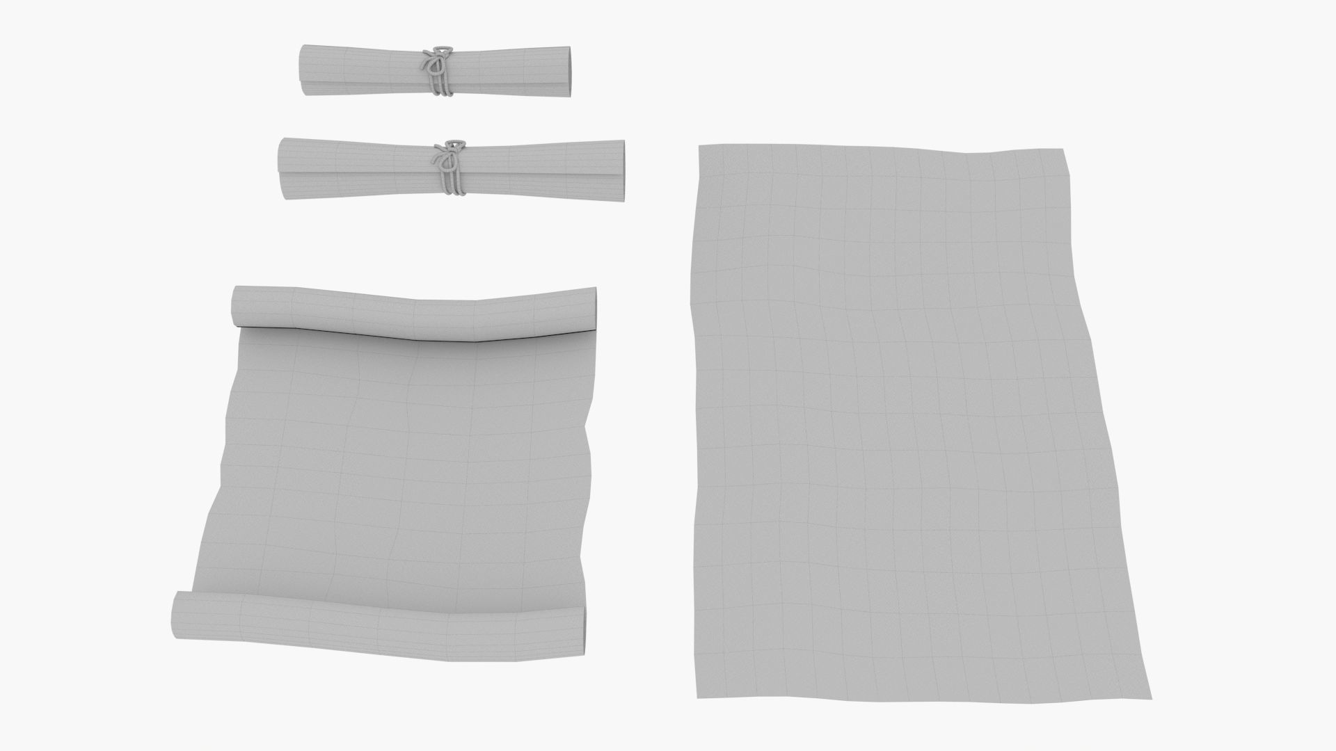 Ancient Old Paper Scroll 3D model_12