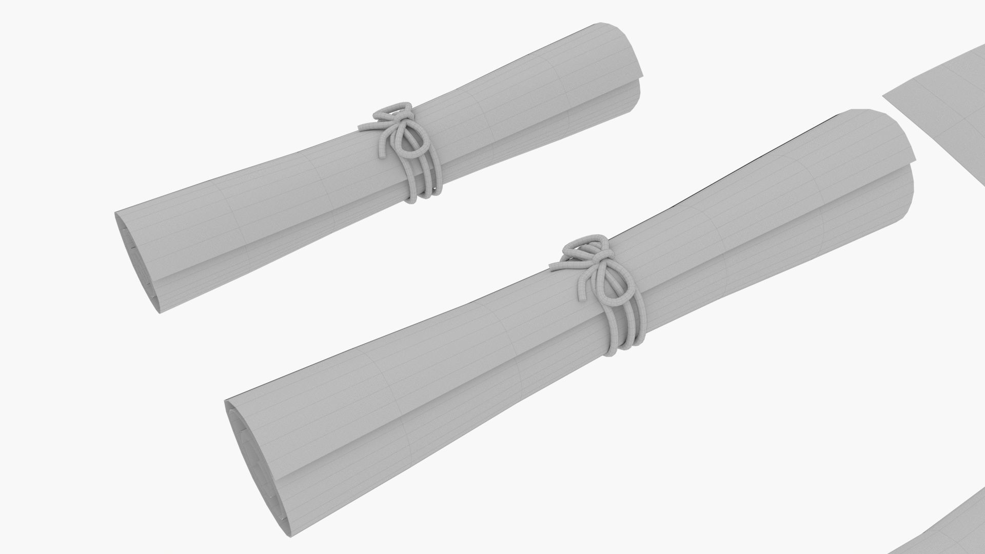 Ancient Old Paper Scroll 3D model_13