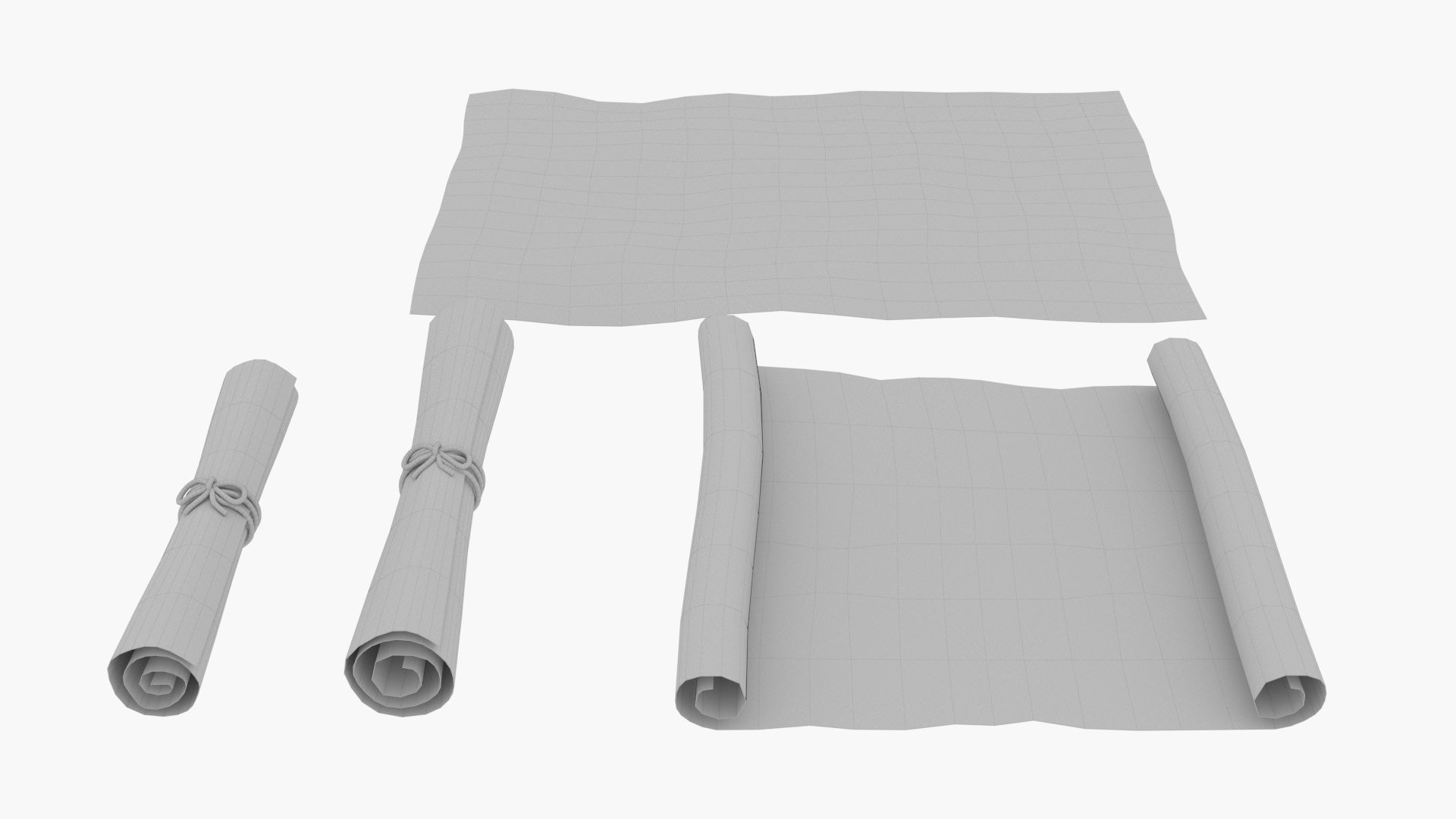 Ancient Old Paper Scroll 3D model_9