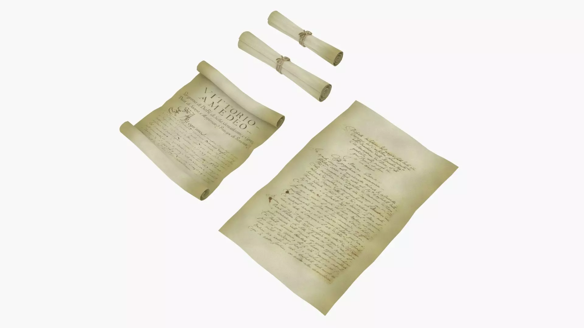 Ancient Old Paper Scroll 3D model_0