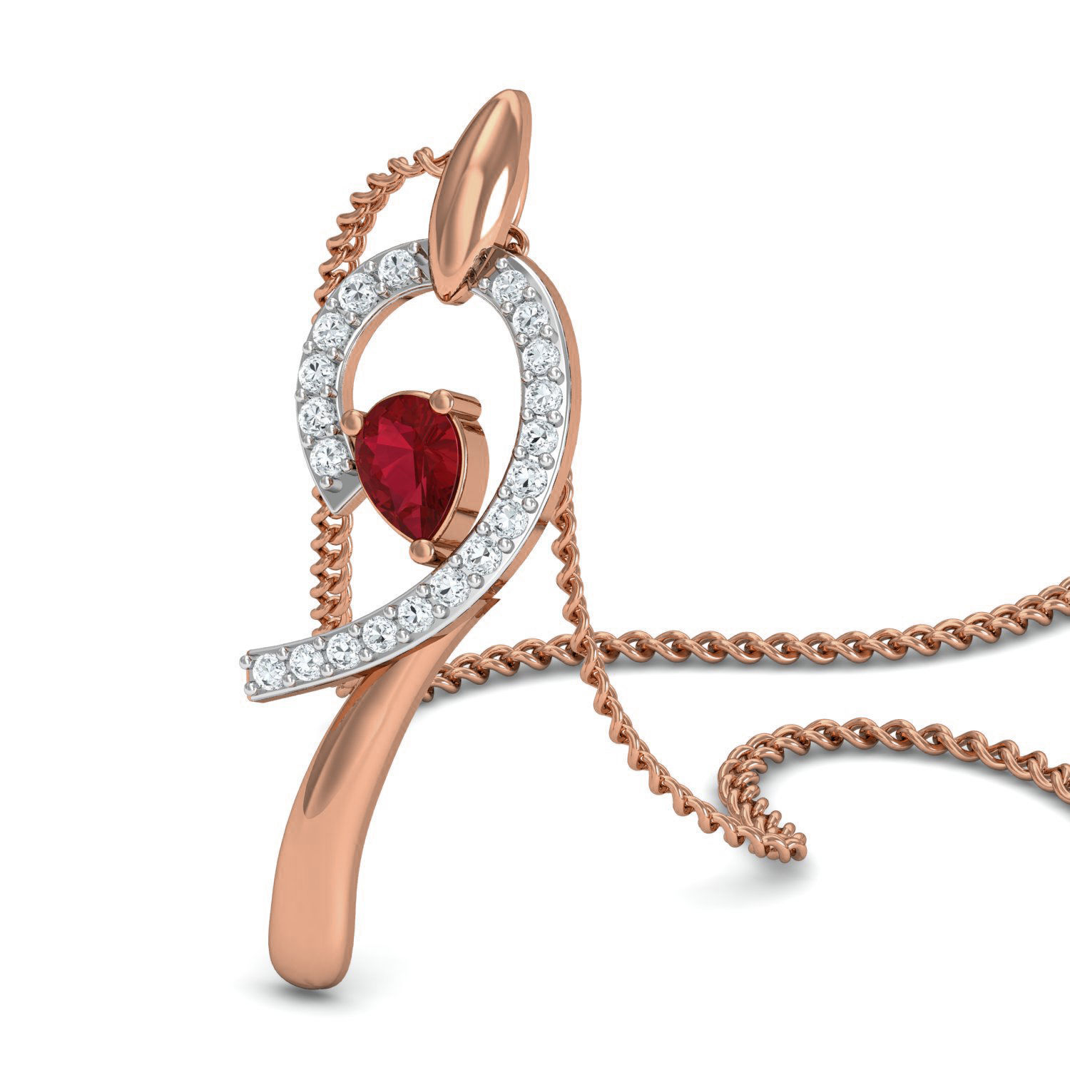 Women Ruby Ring Earrings Pendant set 3dm stl 3mf glb render 3D print model_9