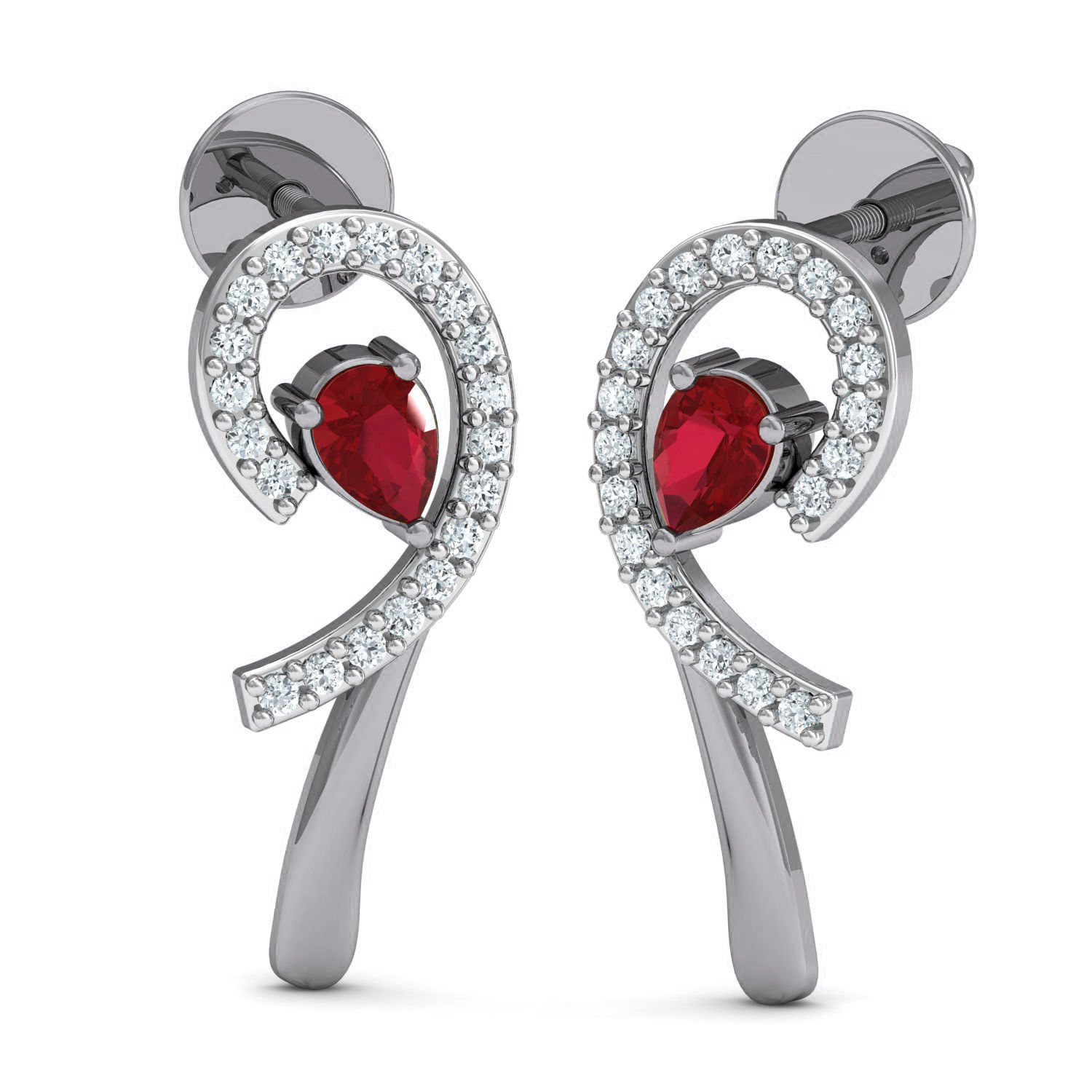 Women Ruby Ring Earrings Pendant set 3dm stl 3mf glb render 3D print model_13