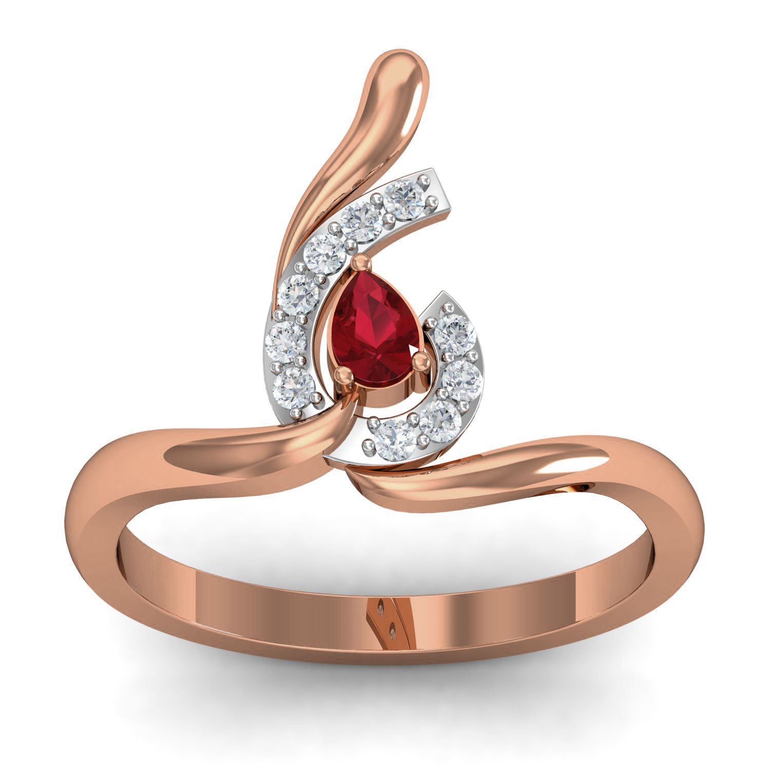 Women Ruby Ring Earrings Pendant set 3dm stl 3mf glb render 3D print model_25