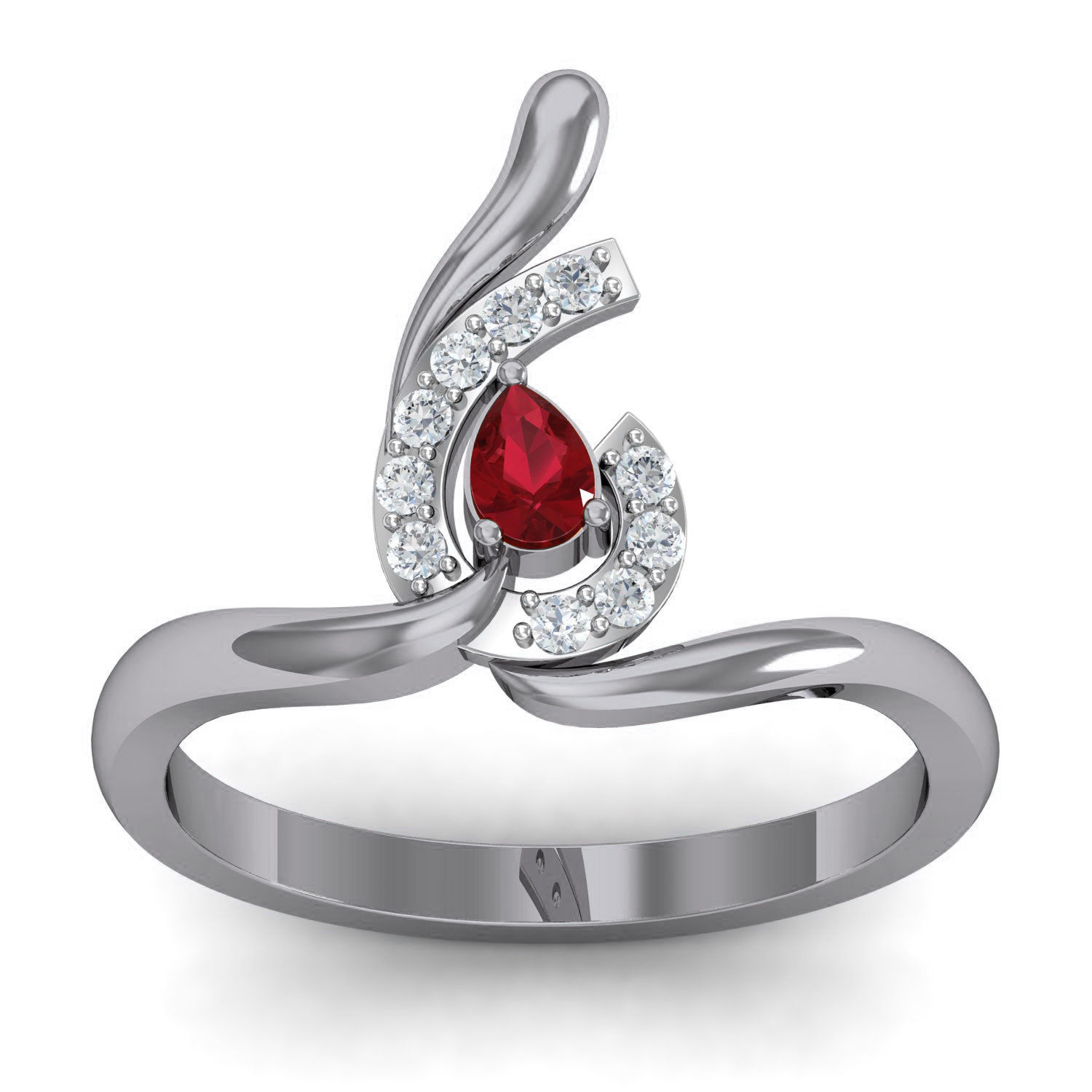 Women Ruby Ring Earrings Pendant set 3dm stl 3mf glb render 3D print model_24