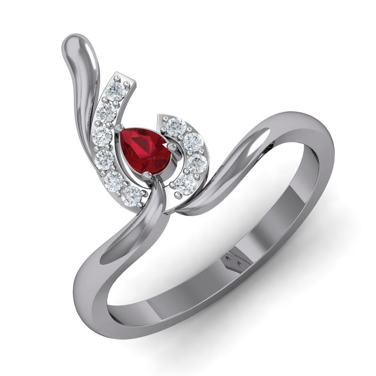 Women Ruby Ring Earrings Pendant set 3dm stl 3mf glb render 3D print model_22