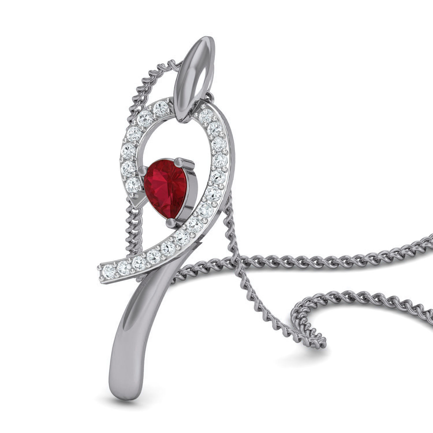 Women Ruby Ring Earrings Pendant set 3dm stl 3mf glb render 3D print model_10