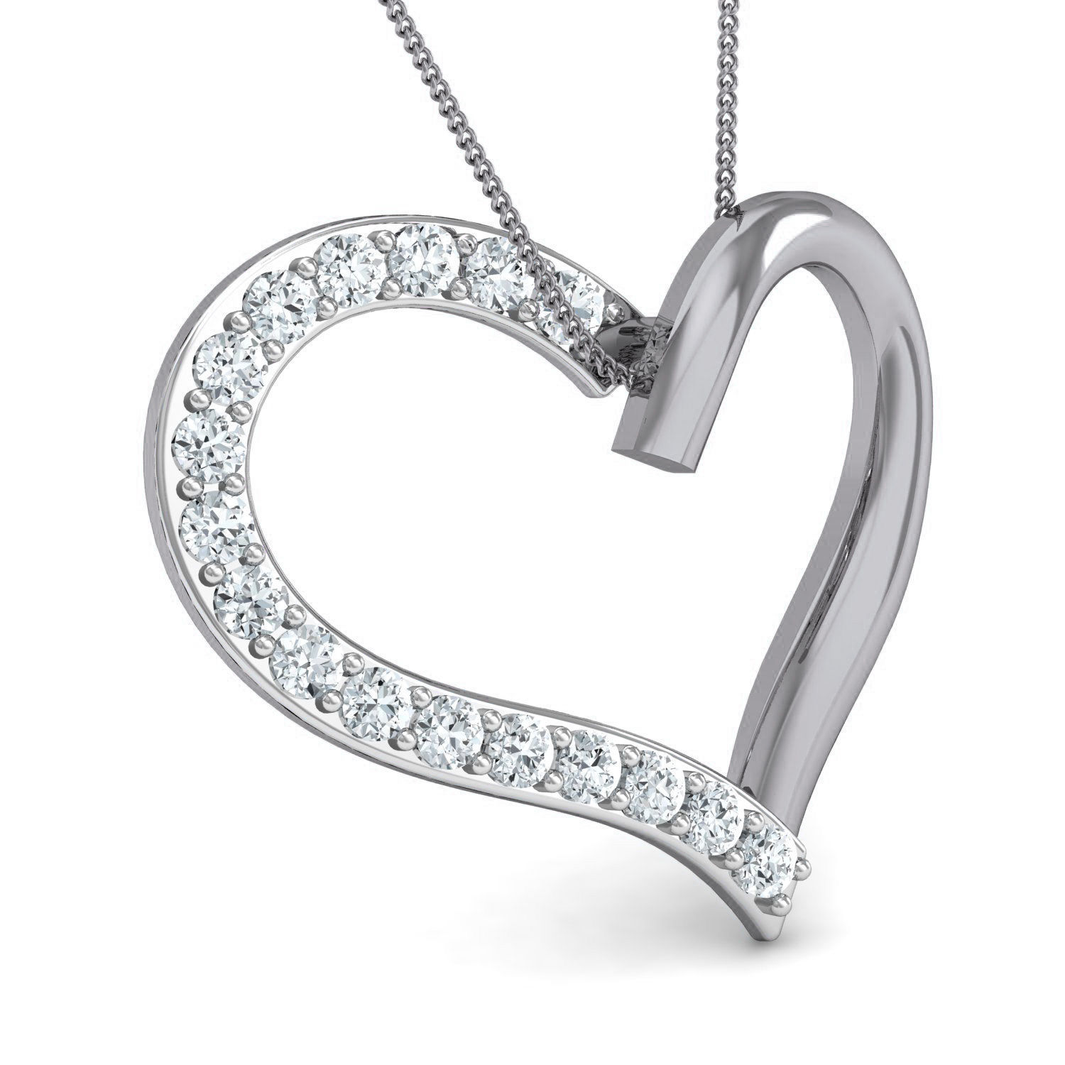 Heart Women Ring Earrings Pendant set 3dm stl 3mf glb render 3D print model_10