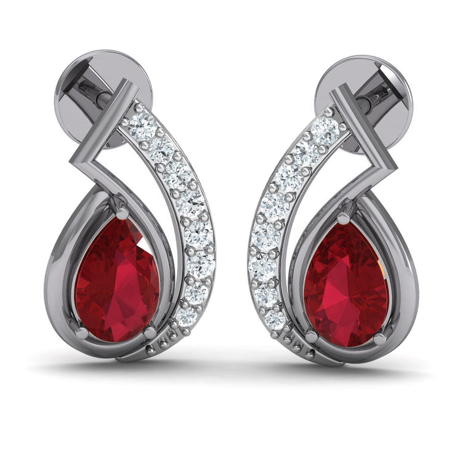 Women Ruby Ring Earrings Pendant set 3dm stl 3mf glb render 3D print model_13