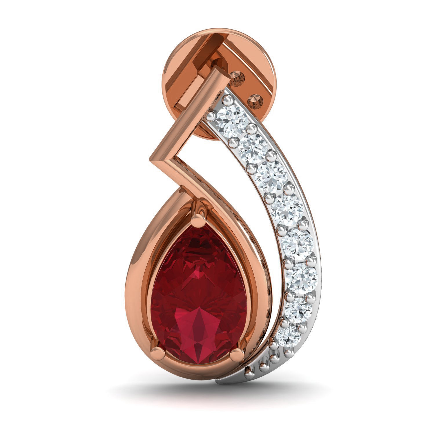 Women Ruby Ring Earrings Pendant set 3dm stl 3mf glb render 3D print model_16