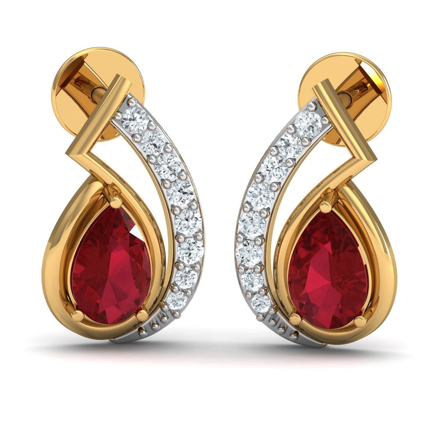 Women Ruby Ring Earrings Pendant set 3dm stl 3mf glb render 3D print model_12