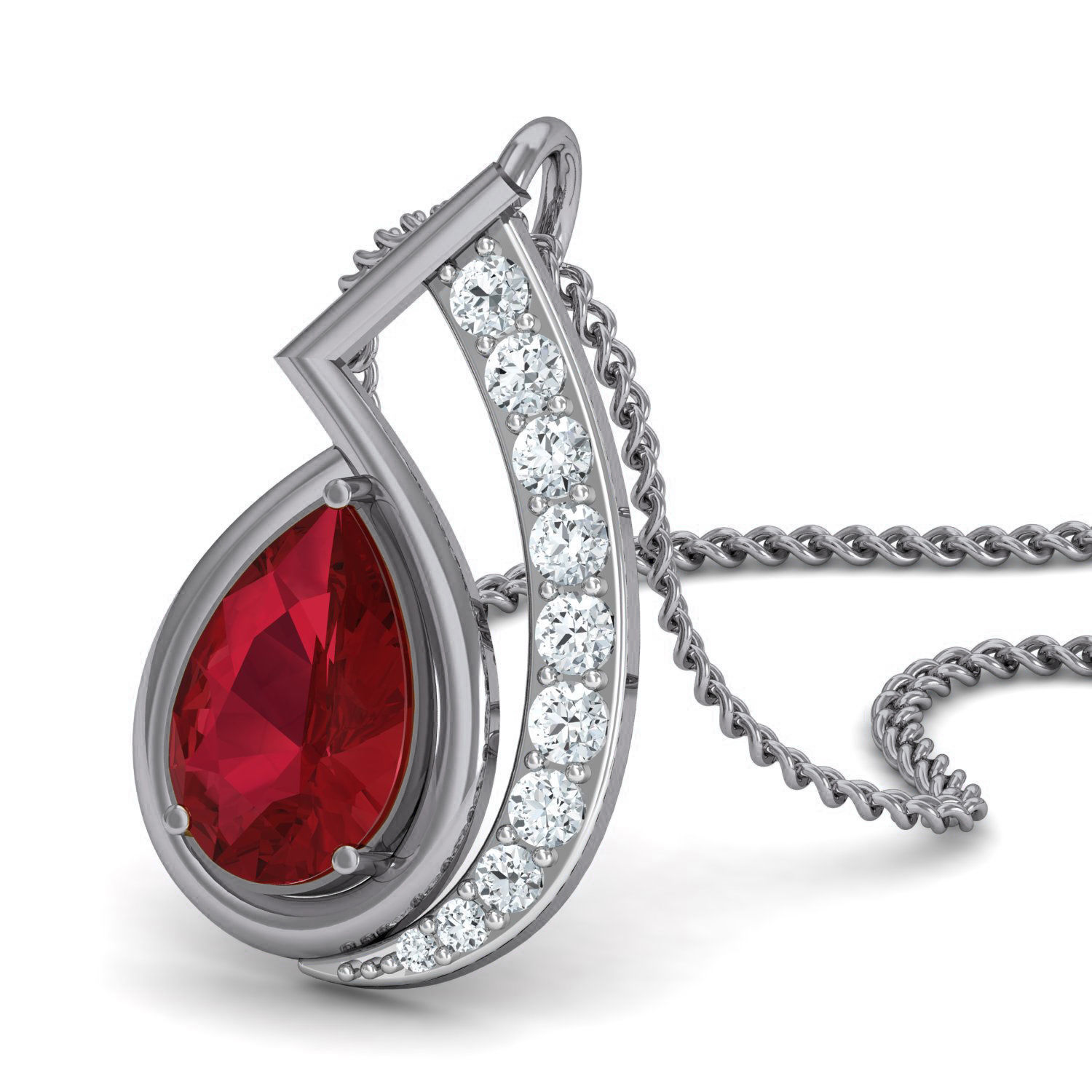 Women Ruby Ring Earrings Pendant set 3dm stl 3mf glb render 3D print model_9