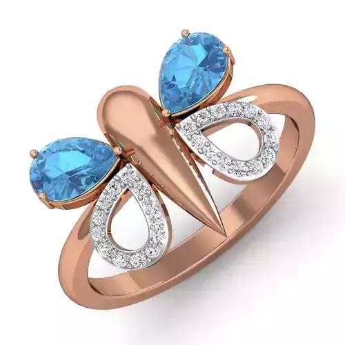 Women Butterfly Ring Earrings Pendant set 3dm stl 3mf glb render