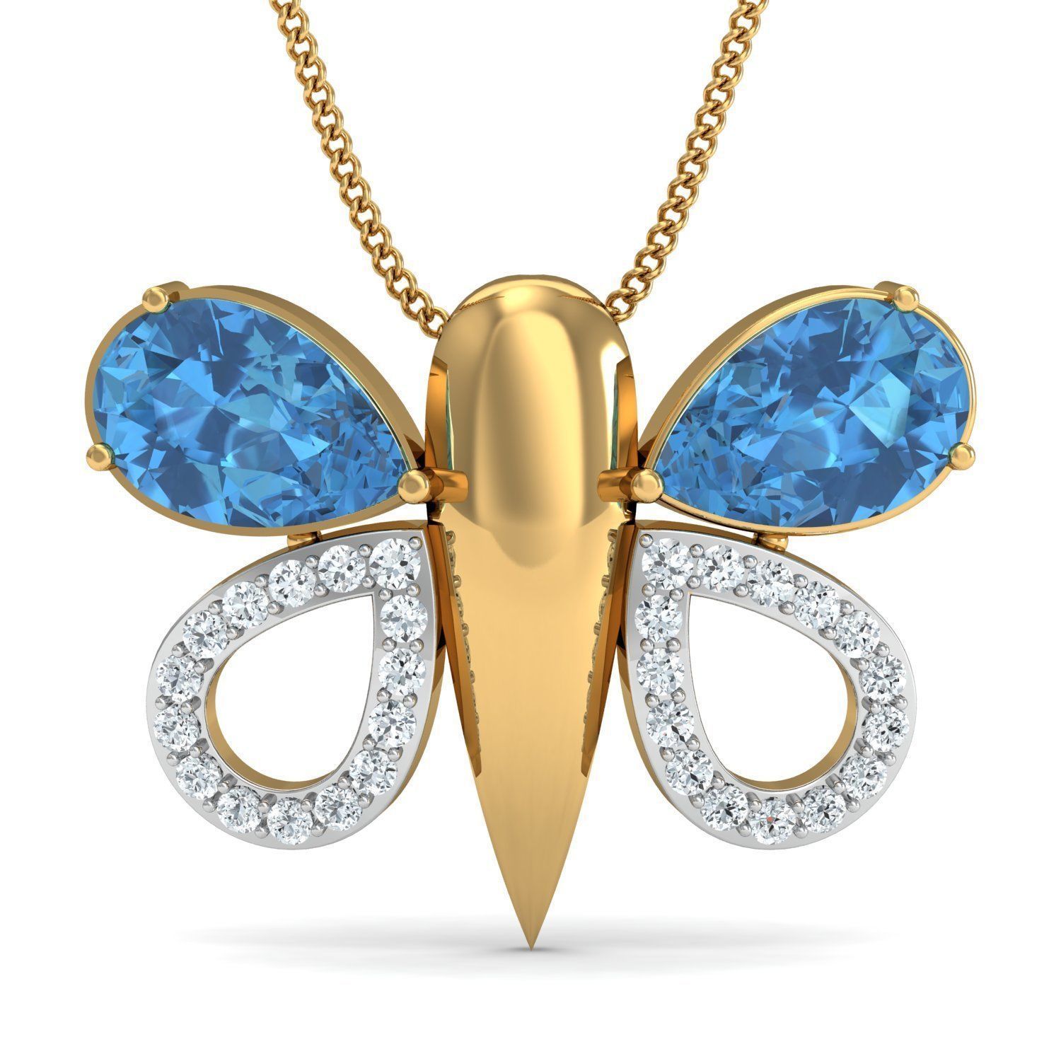 Women Butterfly Ring Earrings Pendant set 3dm stl 3mf glb render 3D print model_3