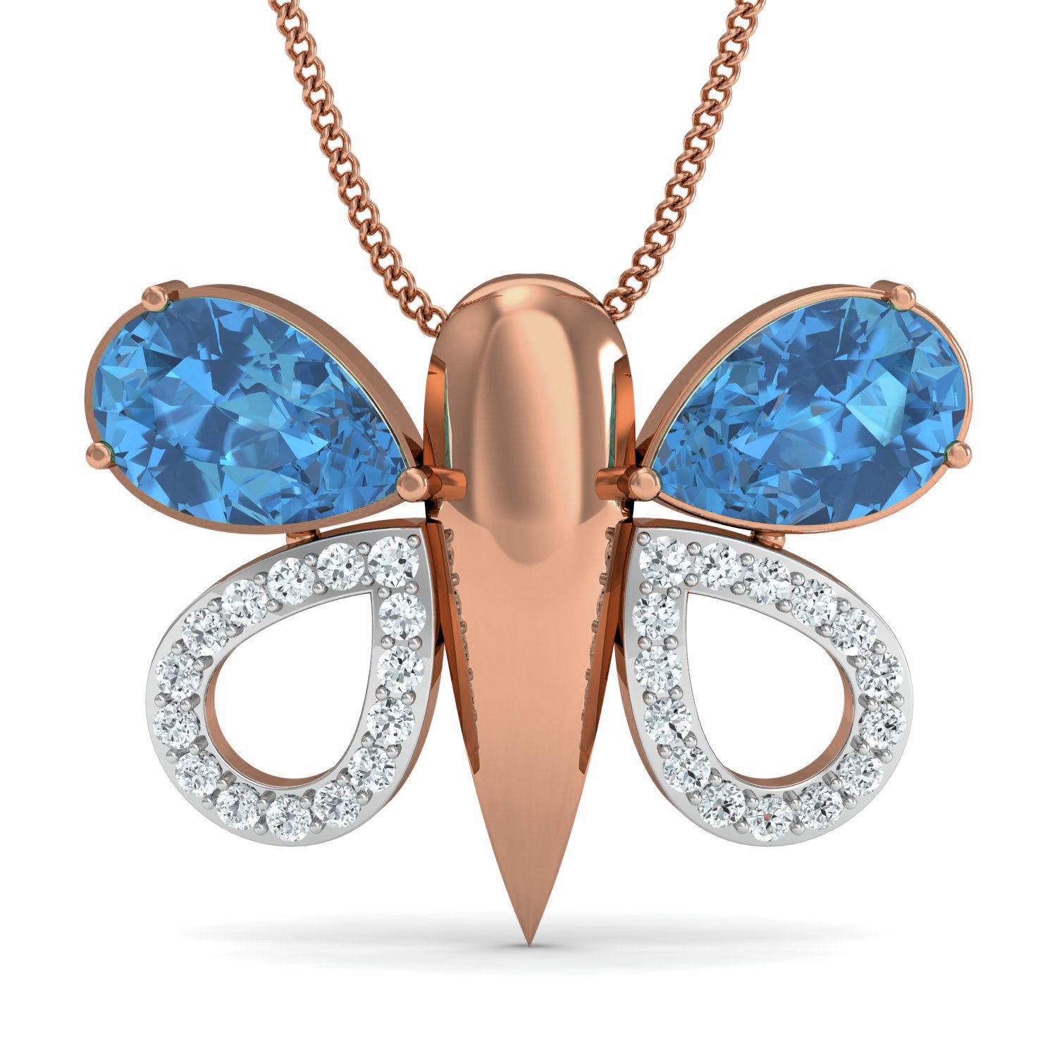 Women Butterfly Ring Earrings Pendant set 3dm stl 3mf glb render 3D print model_2