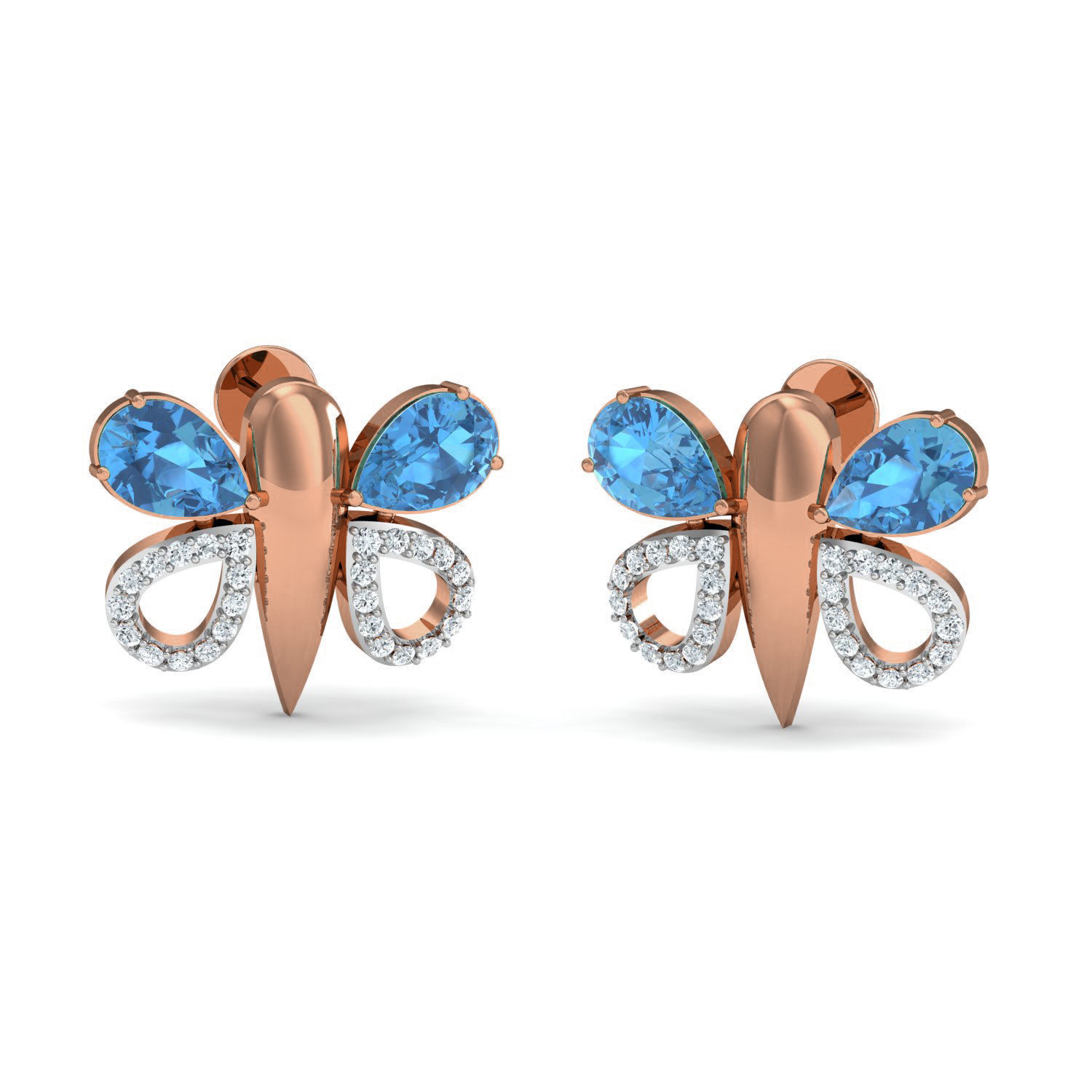 Women Butterfly Ring Earrings Pendant set 3dm stl 3mf glb render 3D print model_1