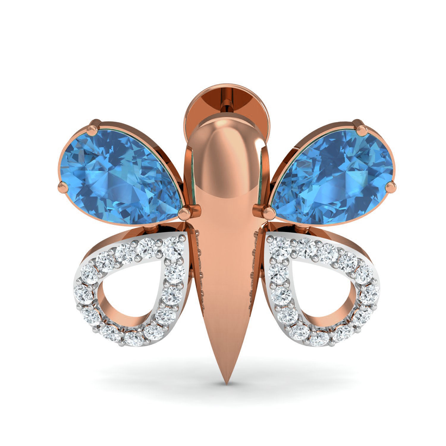 Women Butterfly Ring Earrings Pendant set 3dm stl 3mf glb render 3D print model_16