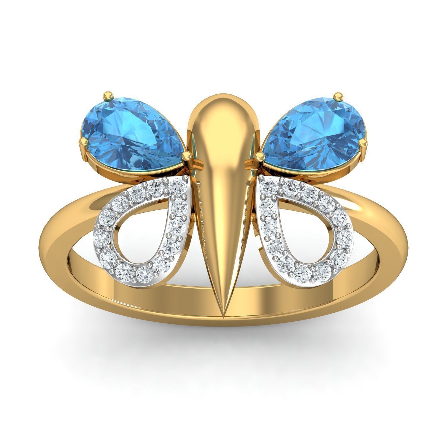 Women Butterfly Ring Earrings Pendant set 3dm stl 3mf glb render 3D print model_23