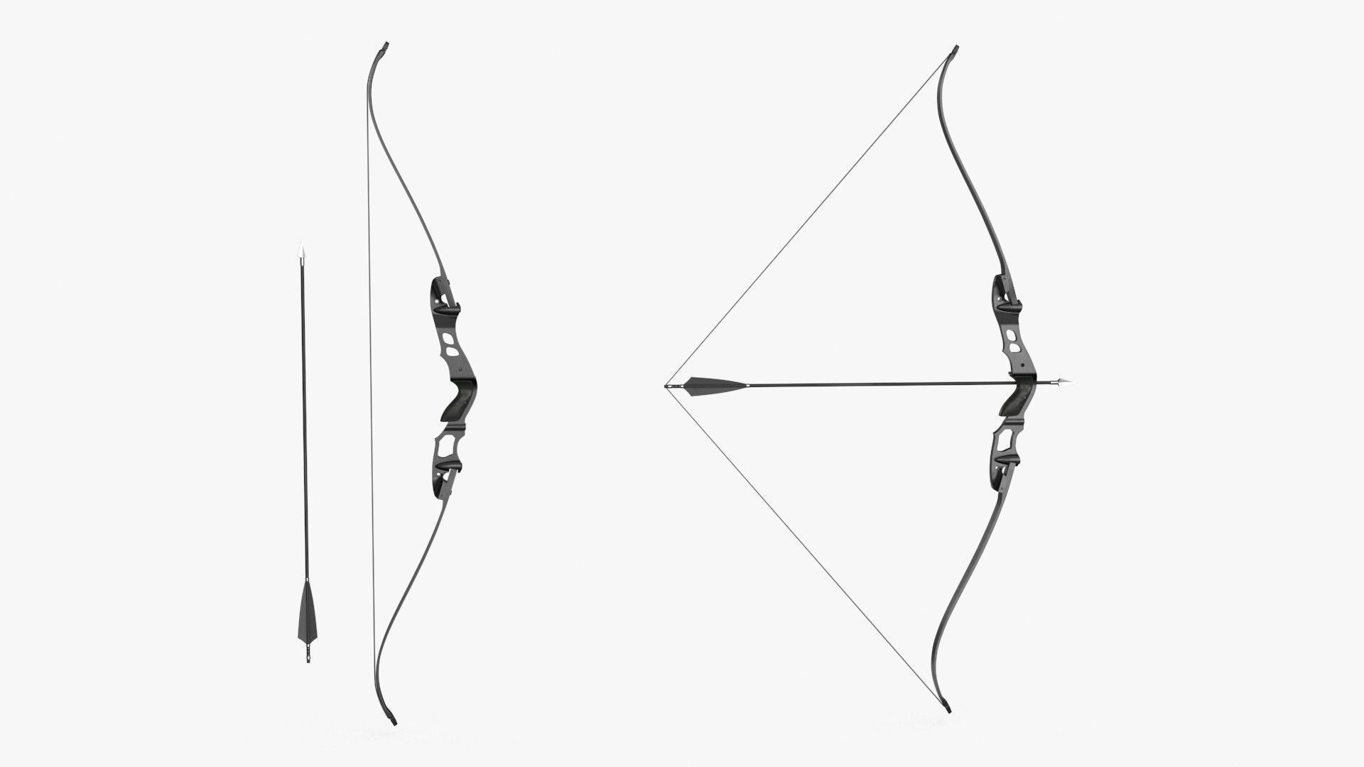 Recurve Bow Low-poly 3D model_2