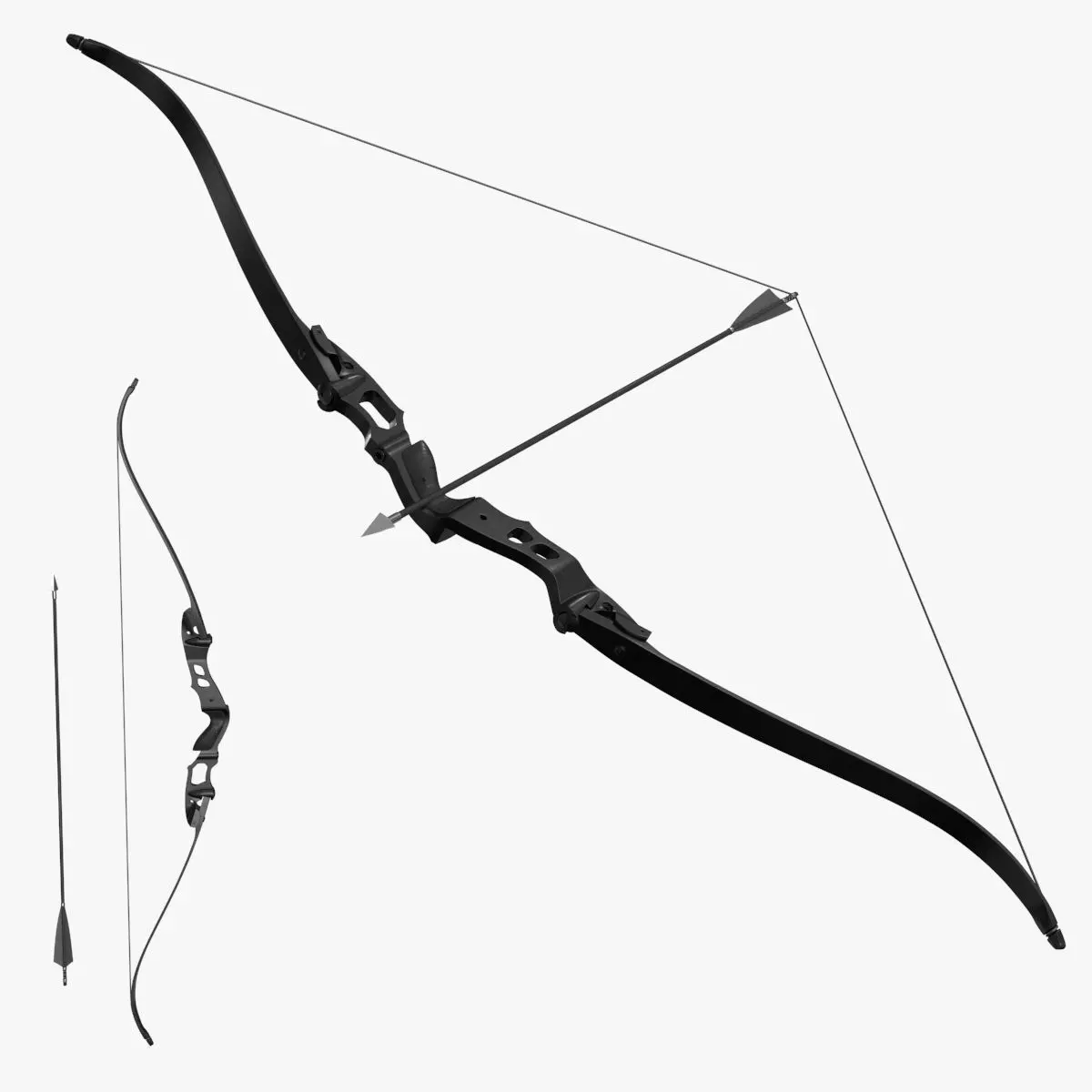 Recurve Bow Low-poly 3D model_0